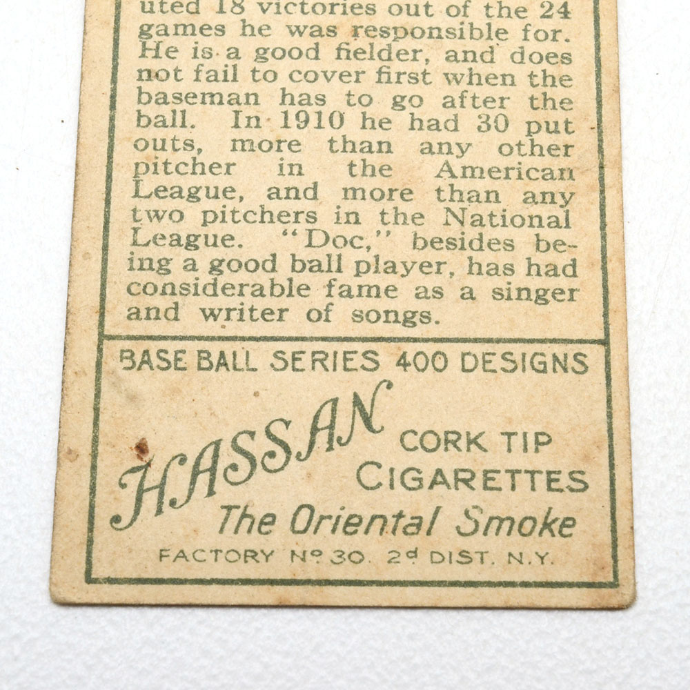 Early 1900s Doc White Chicago White Sox Hassan Tobacco Card