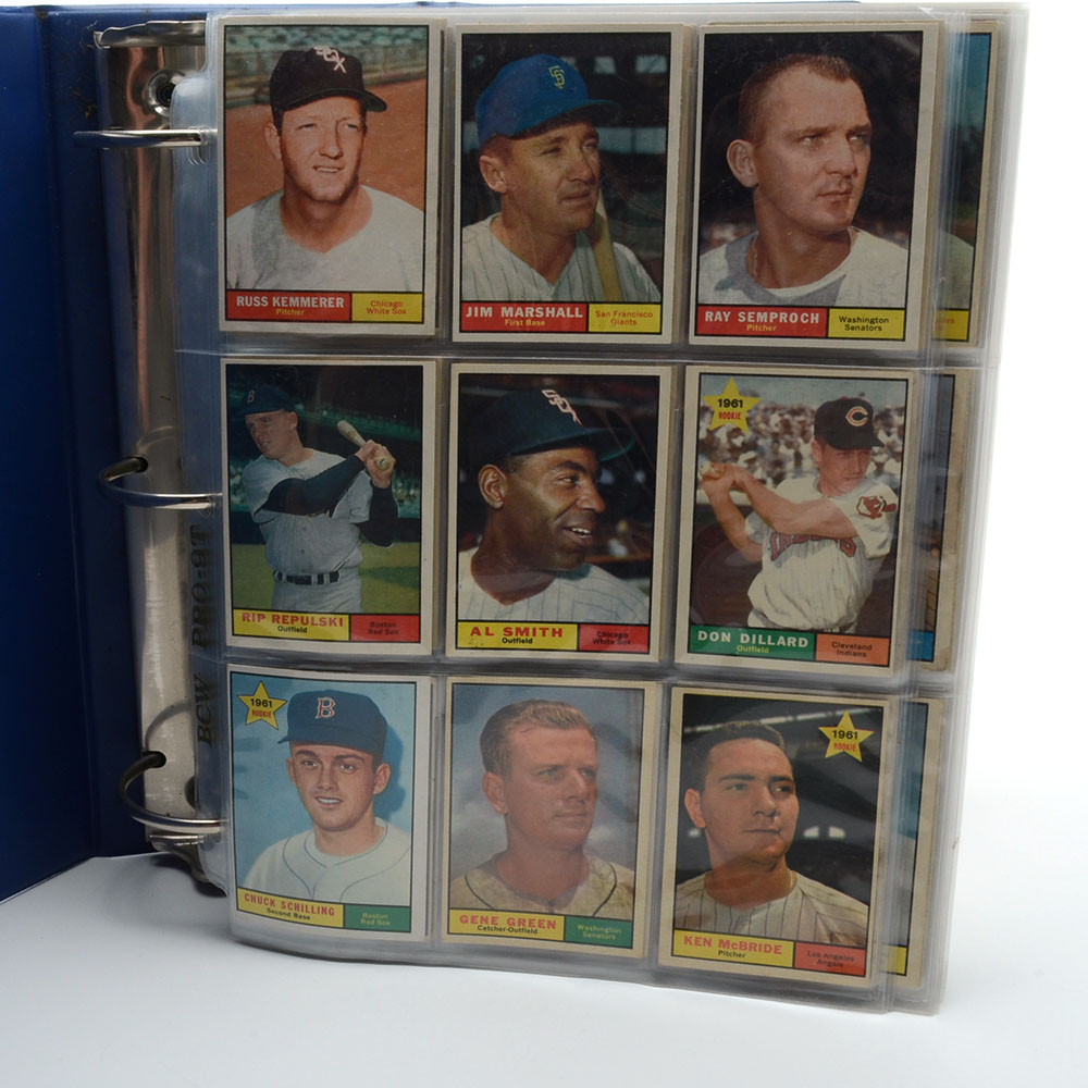Binder Filled With 1961 Topps Baseball Cards