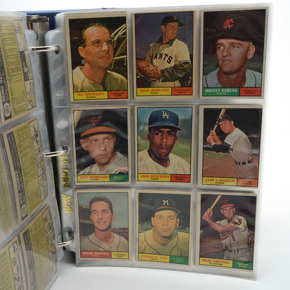 Binder Filled With 1961 Topps Baseball Cards