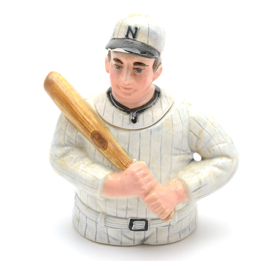 Feller Bobblehead and Baseball Player Container