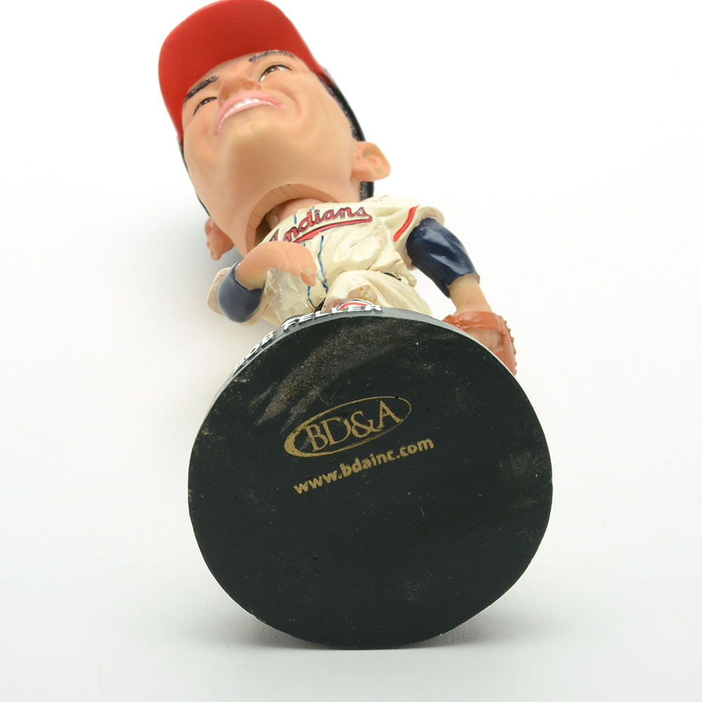 Feller Bobblehead and Baseball Player Container
