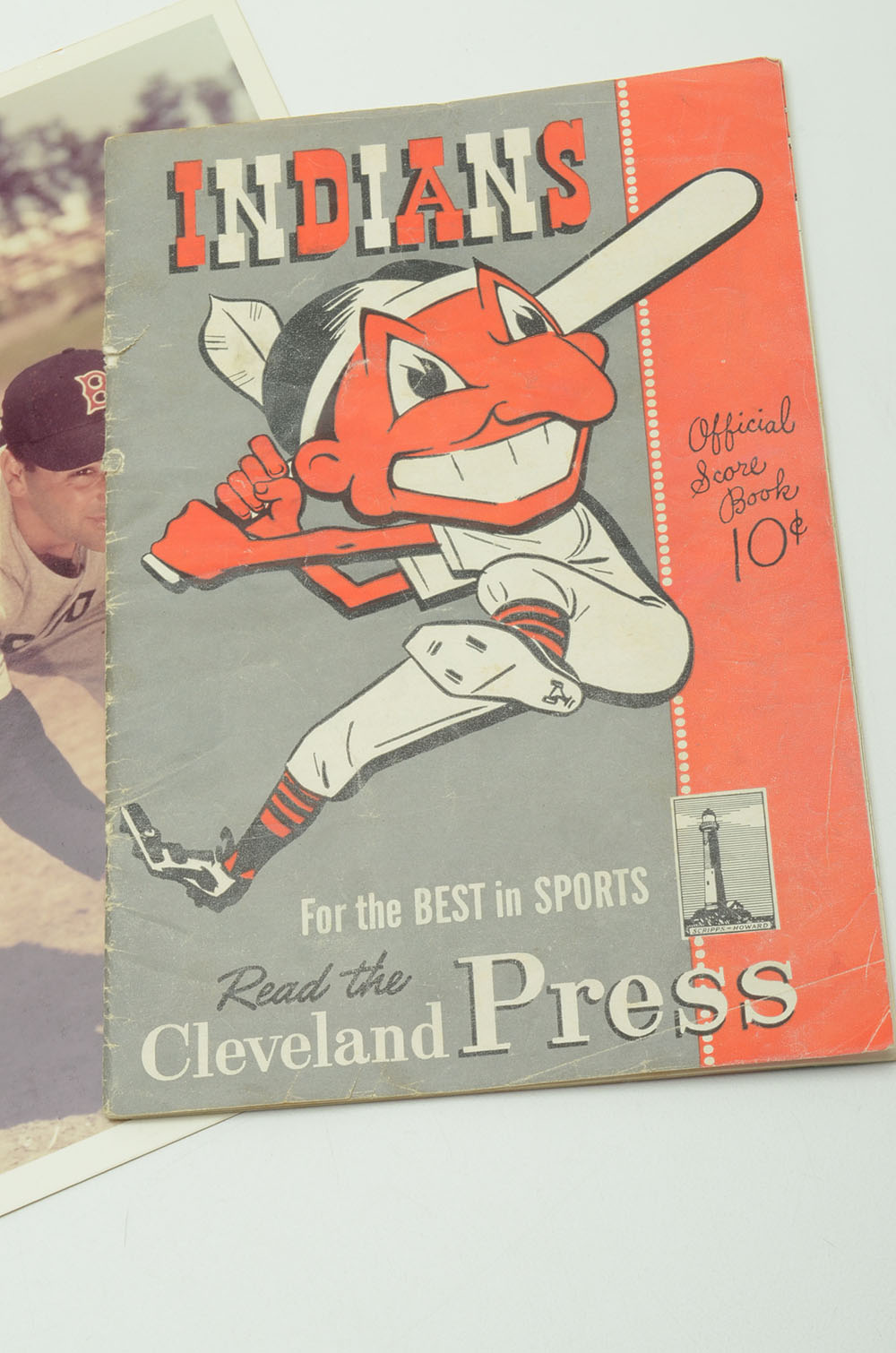 Lou Boudreau Signed Photo and 1948 Indians Scorebook