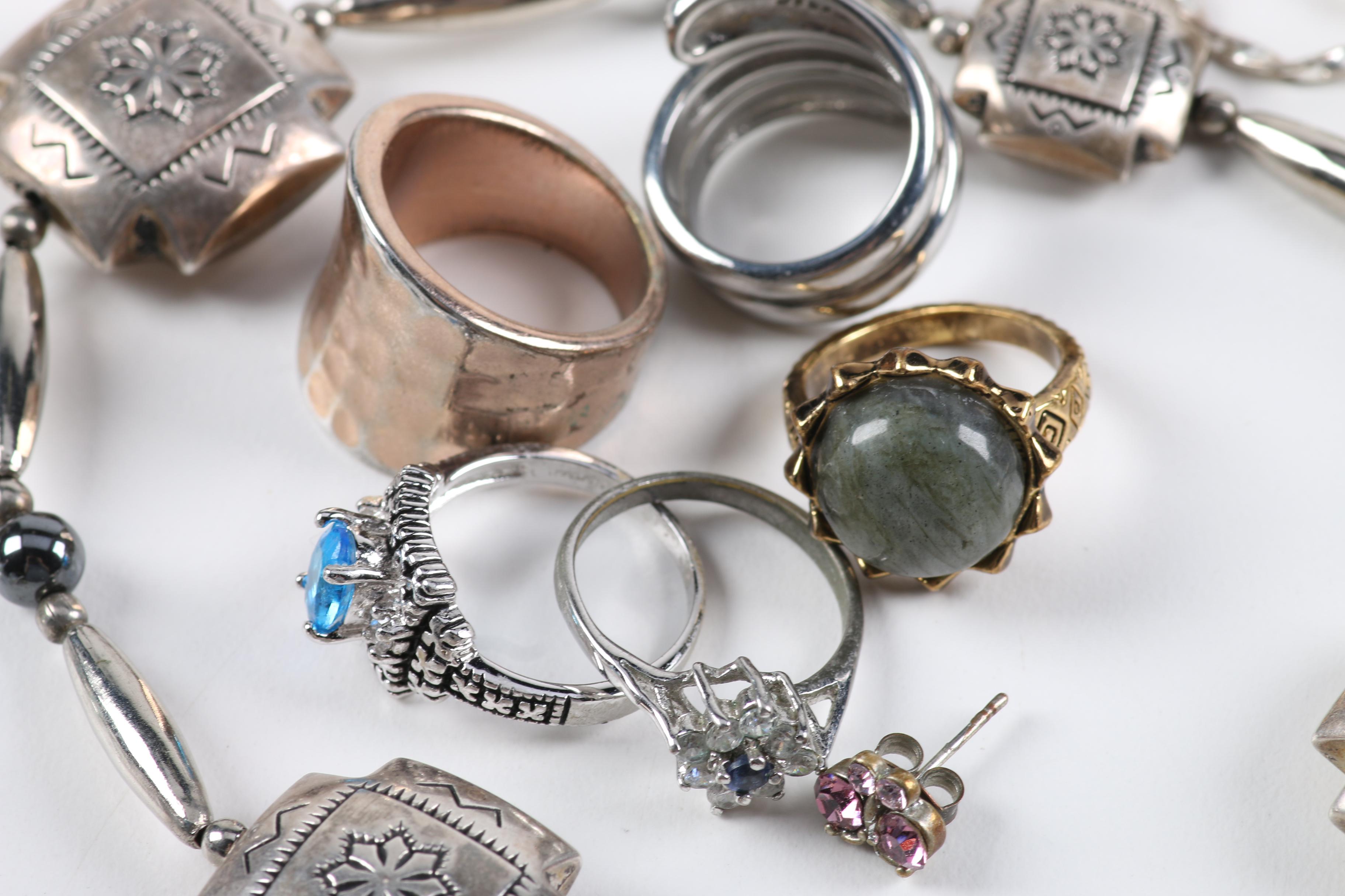 Assorted Costume Jewelry With Various Stones