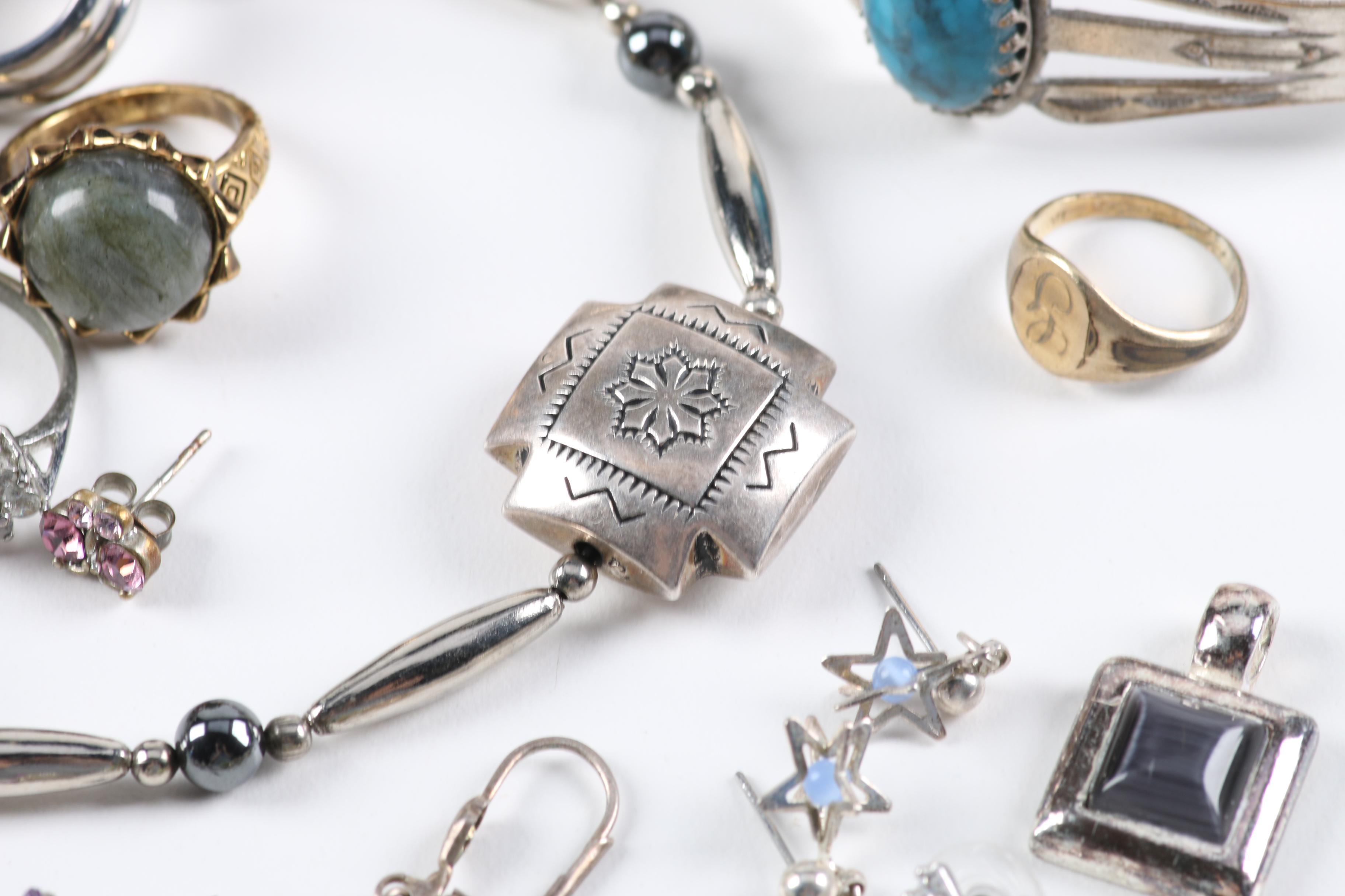 Assorted Costume Jewelry With Various Stones