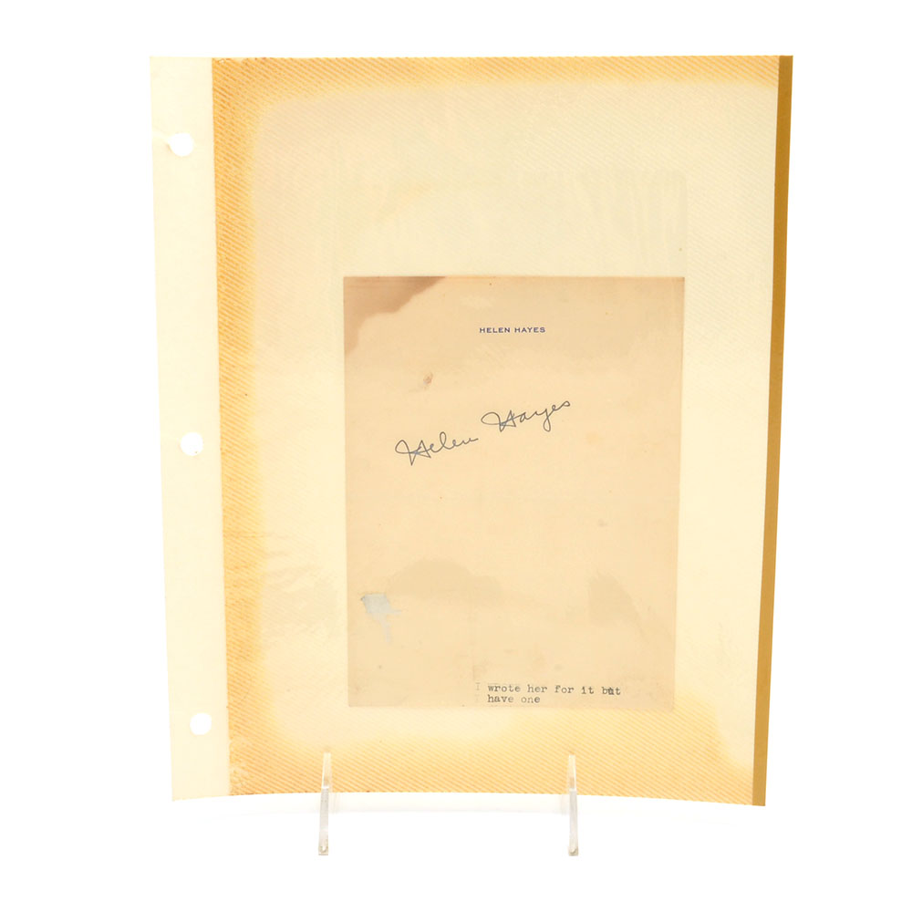 Helen Hayes Autograph Cut