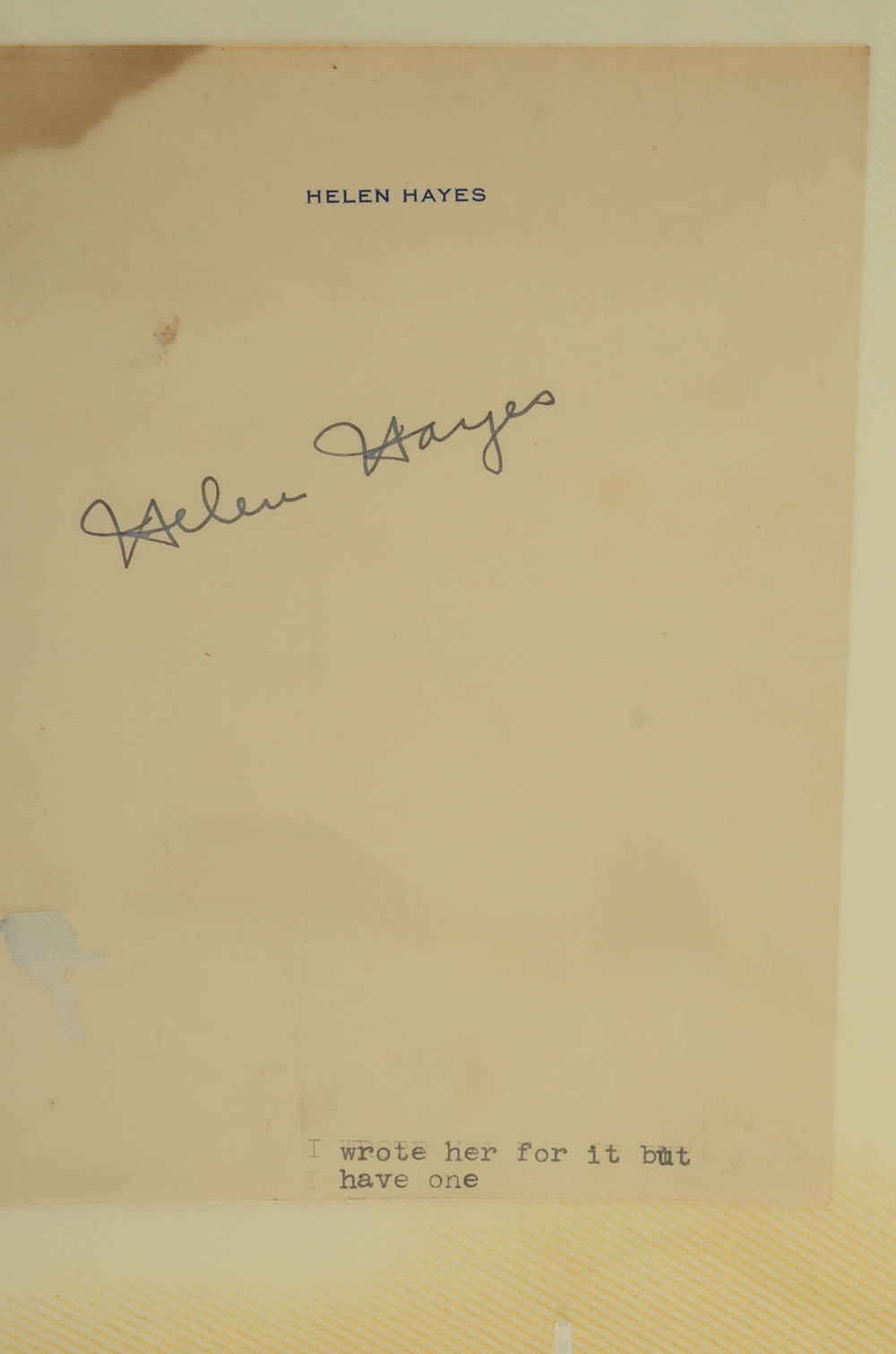 Helen Hayes Autograph Cut