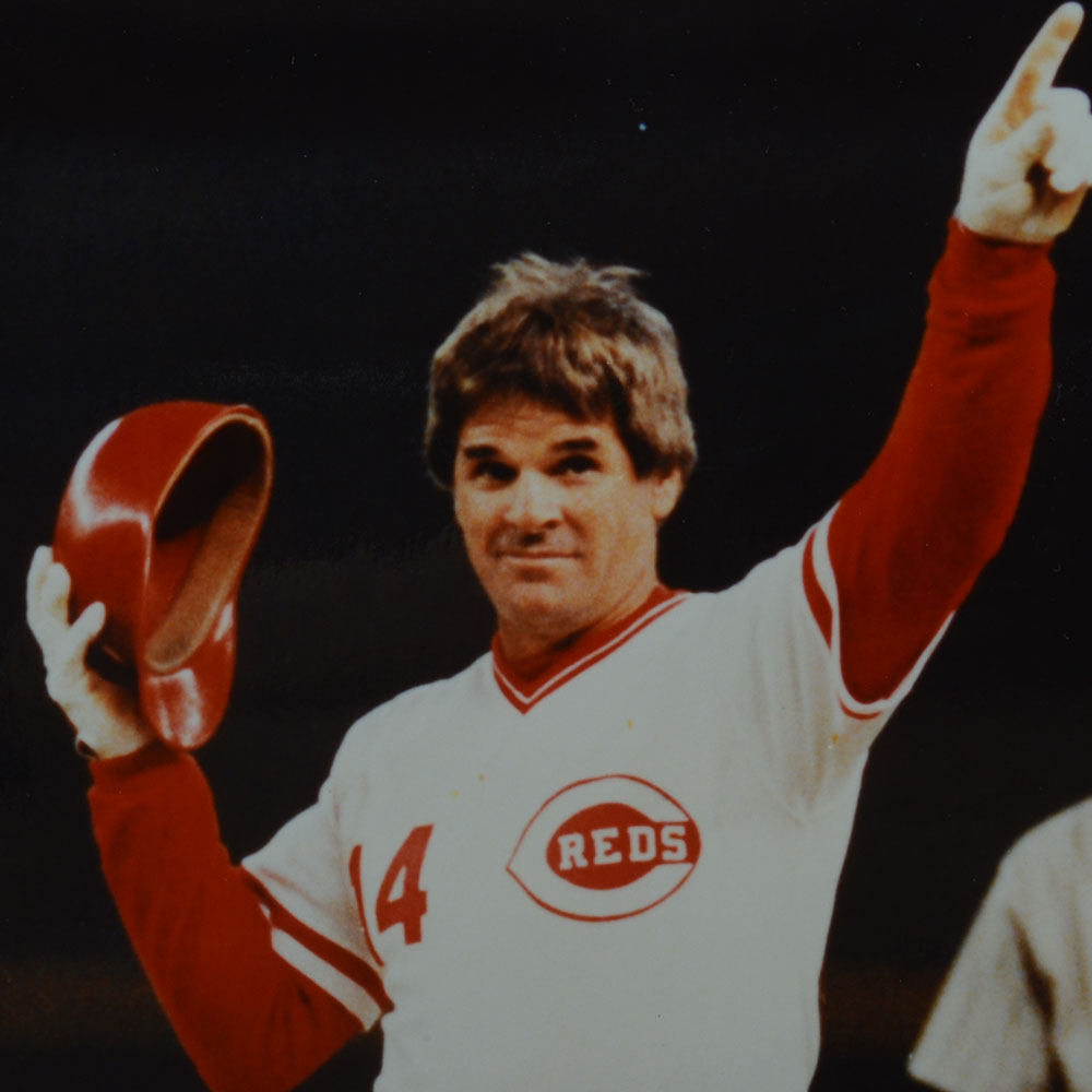 1985 Pete Rose Signed Photo and "4192" Game Ticket