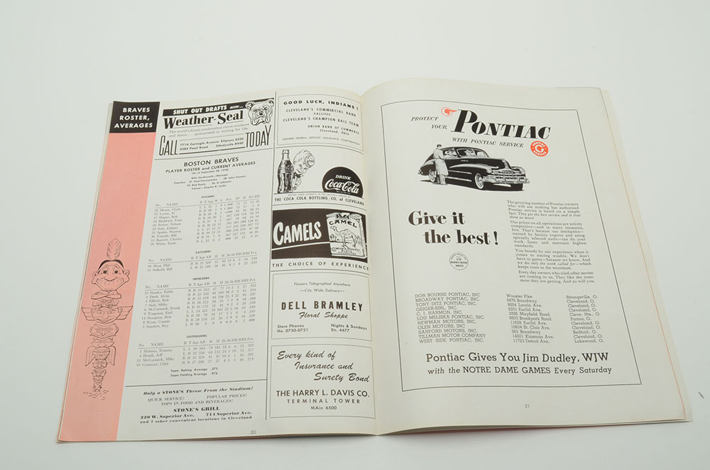 1948 World Series Program Indians Vs. Braves