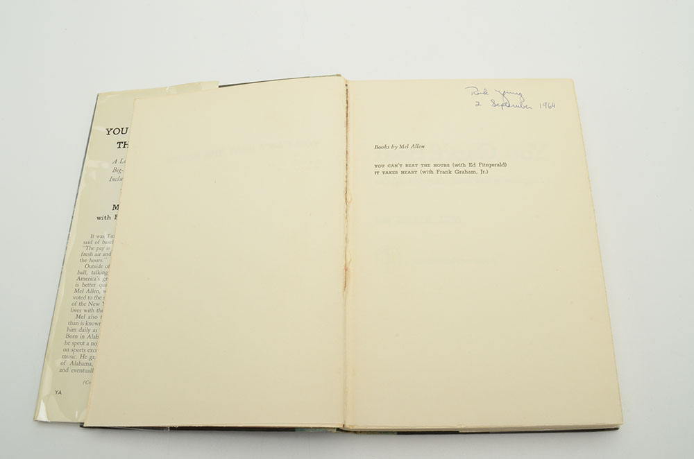 Mel Allen Signed First Edition "You Can't Beat The Hours"