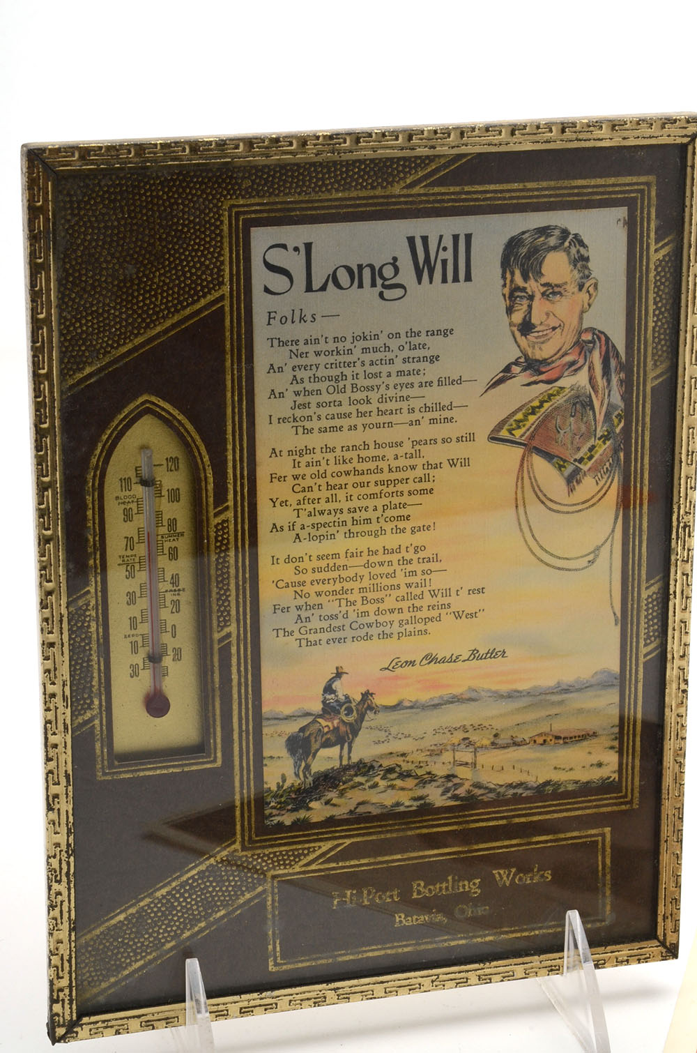 1930s Will Rodgers Advertising Thermometer and Print