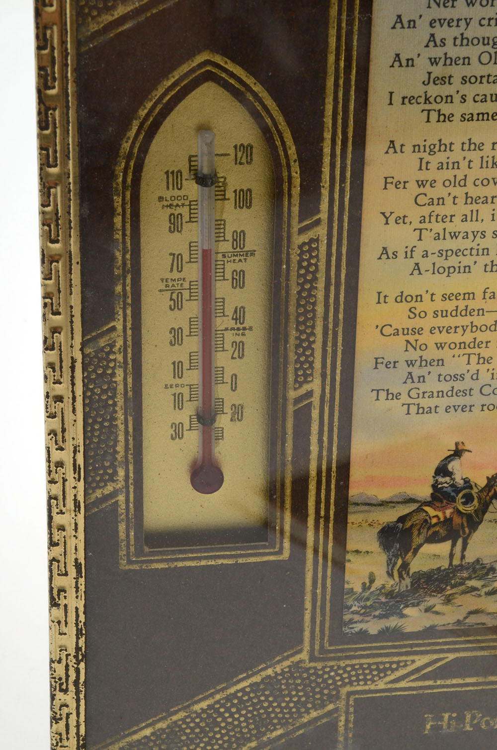 1930s Will Rodgers Advertising Thermometer and Print