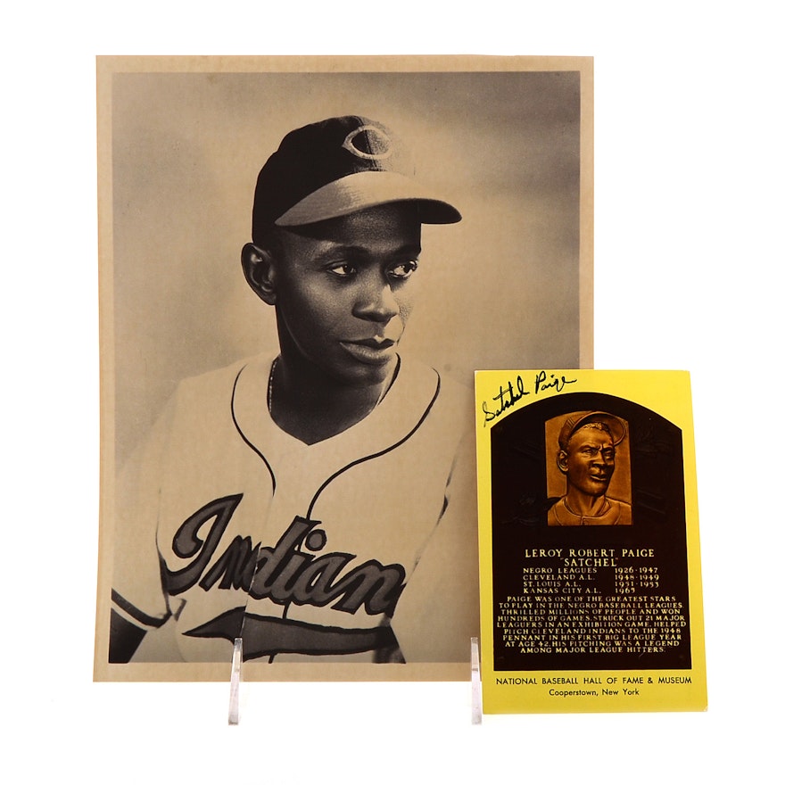 Satchel Paige Signed Hall of Fame Postcard with Photo COA