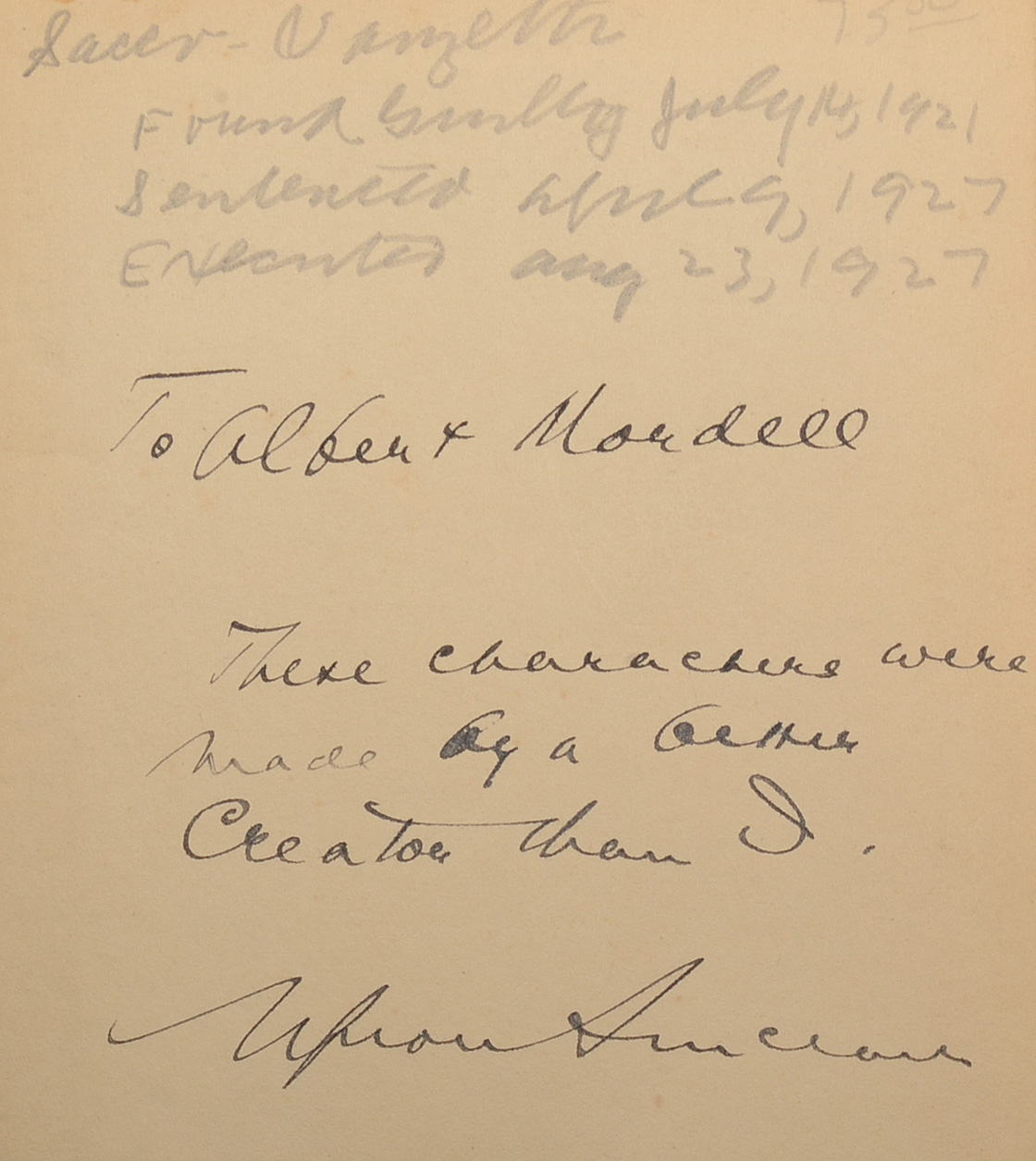 Upton Sinclair Signed Book  COA