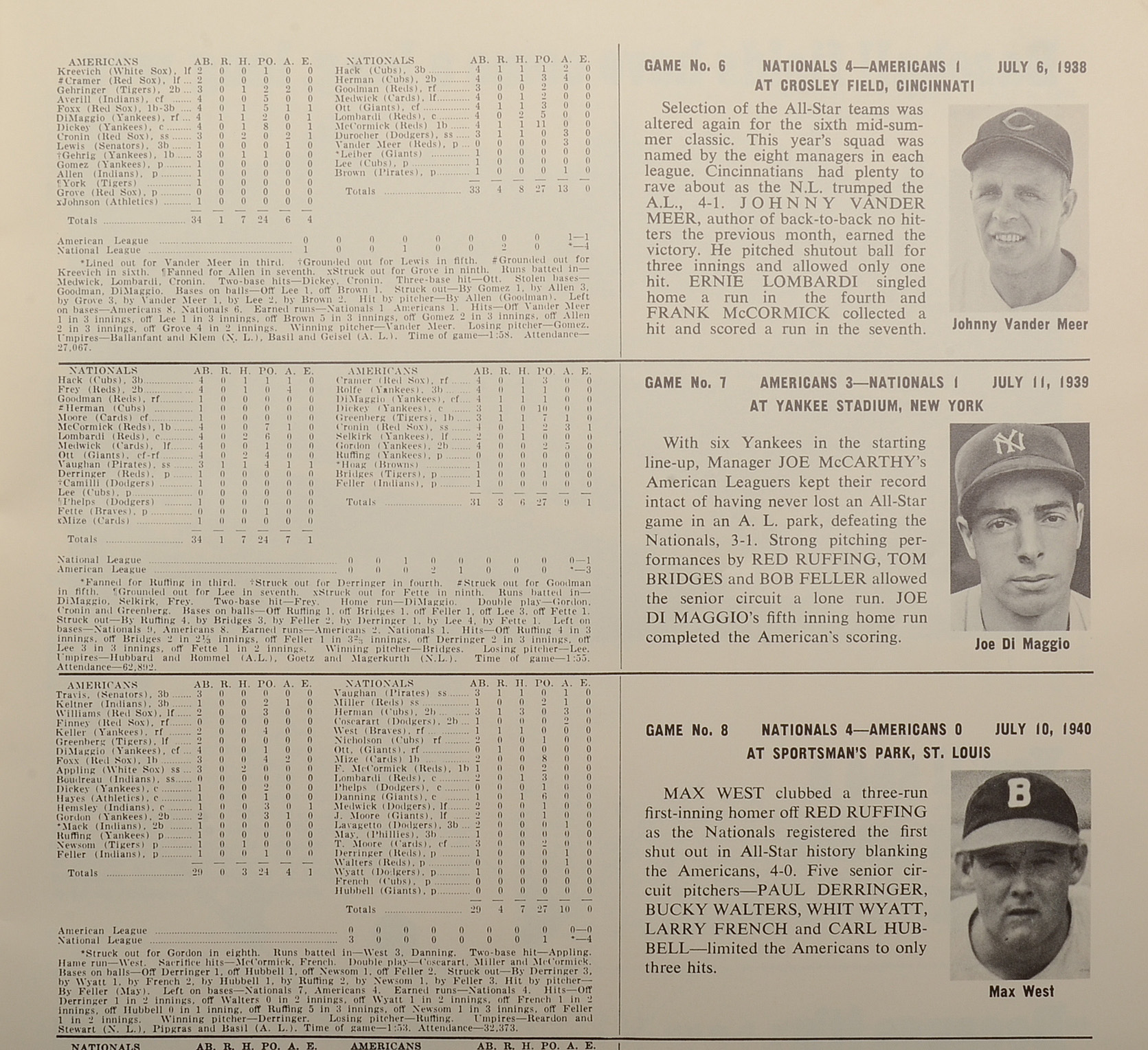 1970 Baseball All-Star Game Program Cincinnati
