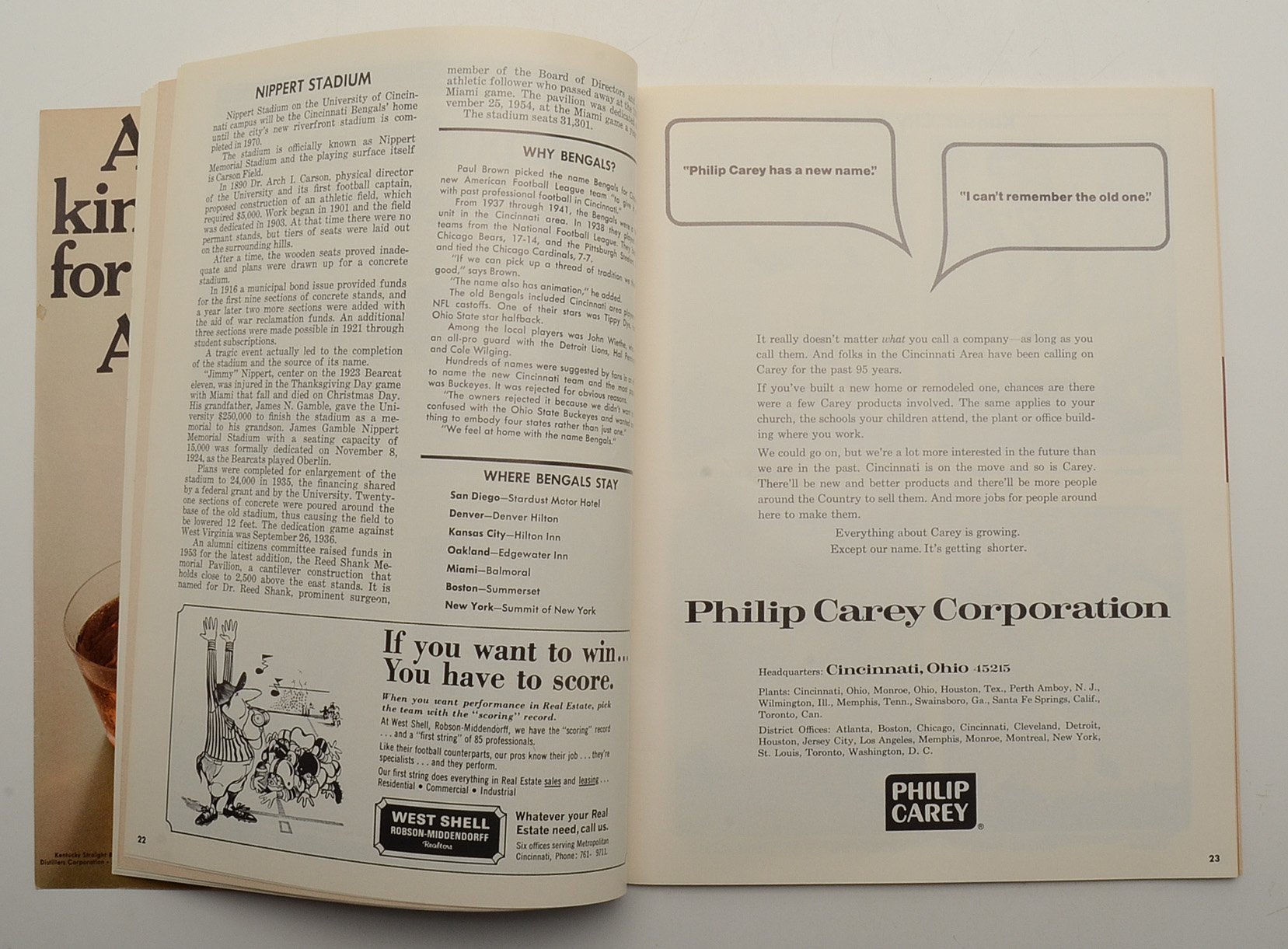 Bengals First NFL Football Game Program