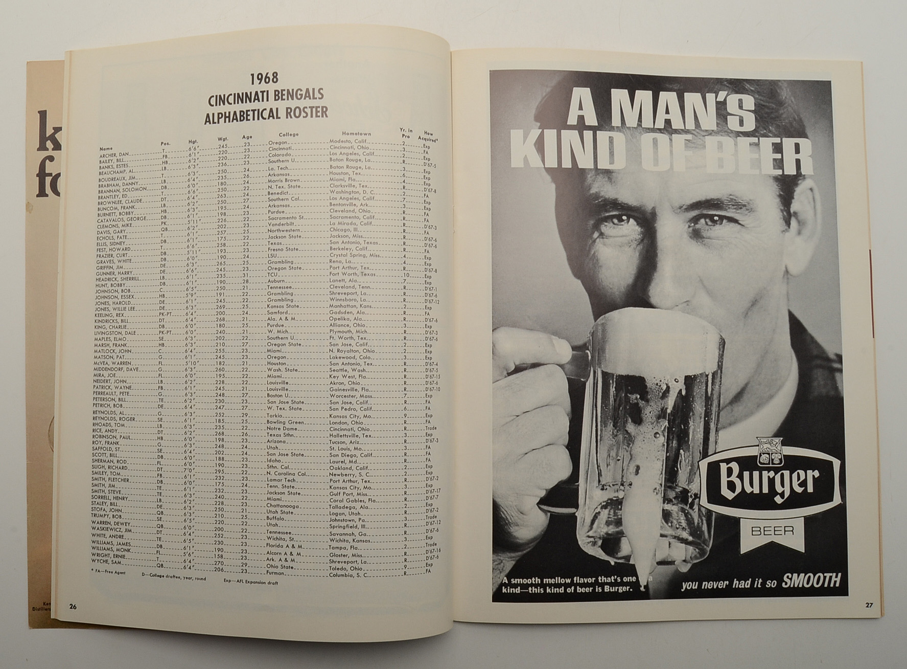 Bengals First NFL Football Game Program