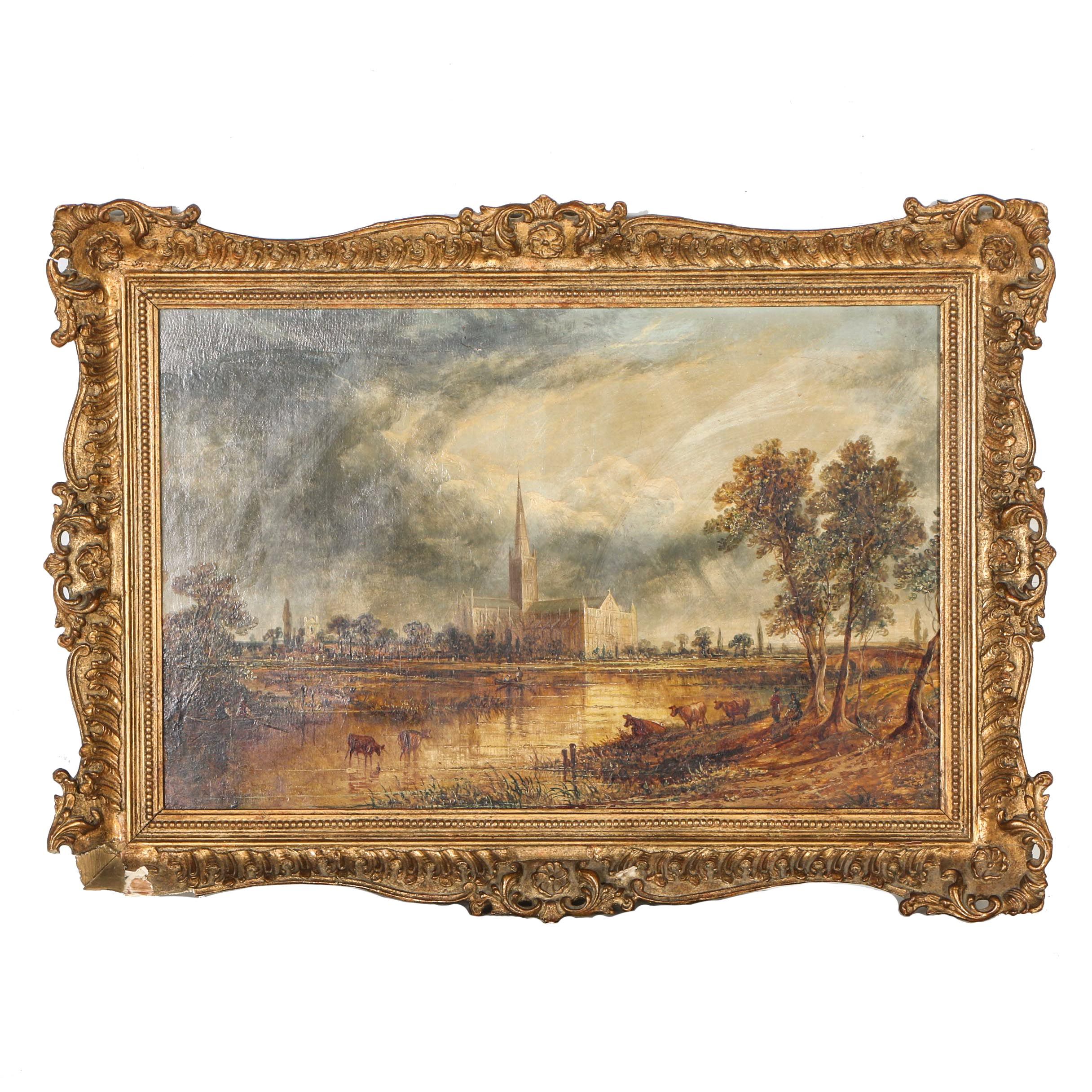 19th Century Oil on Board Pastoral Landscape