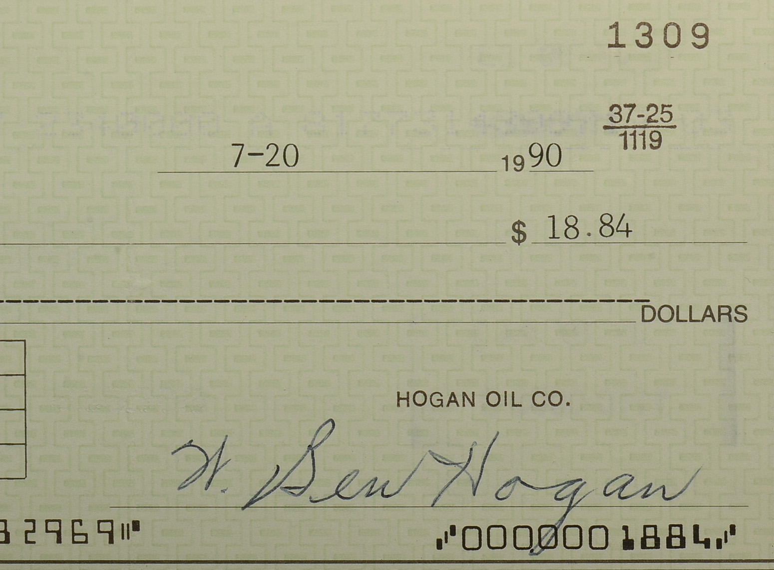 Ben Hogan Signed Check