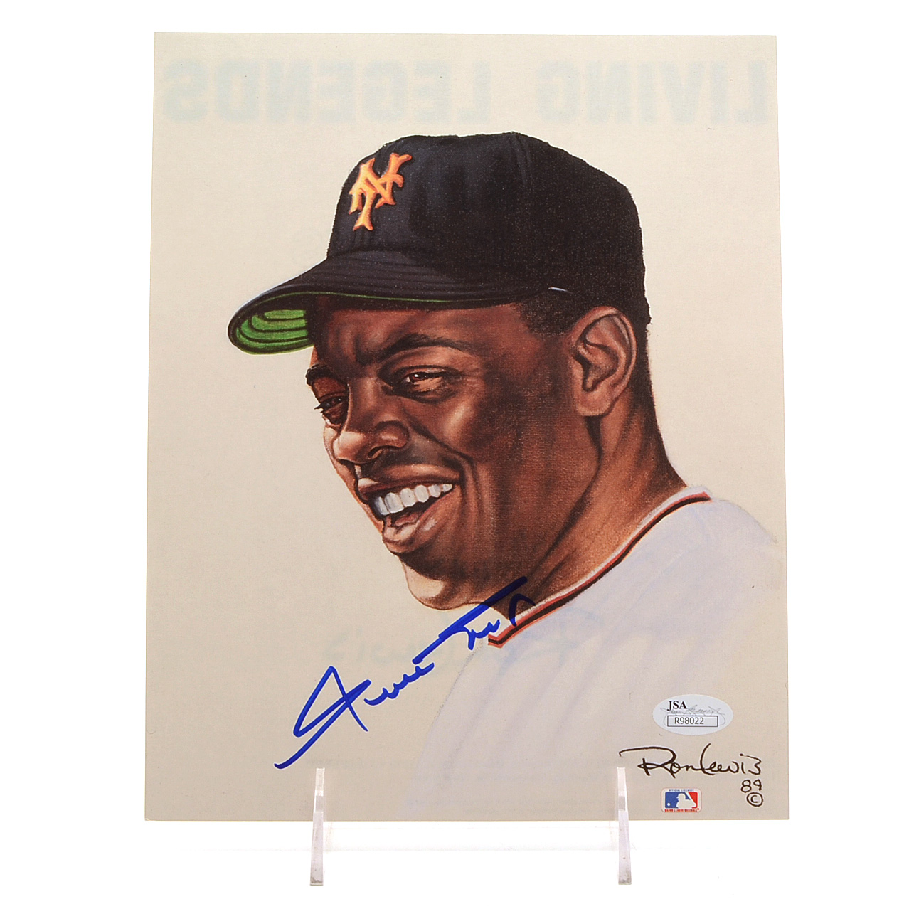 Willie Mays Signed Ron Lewis Print  COA