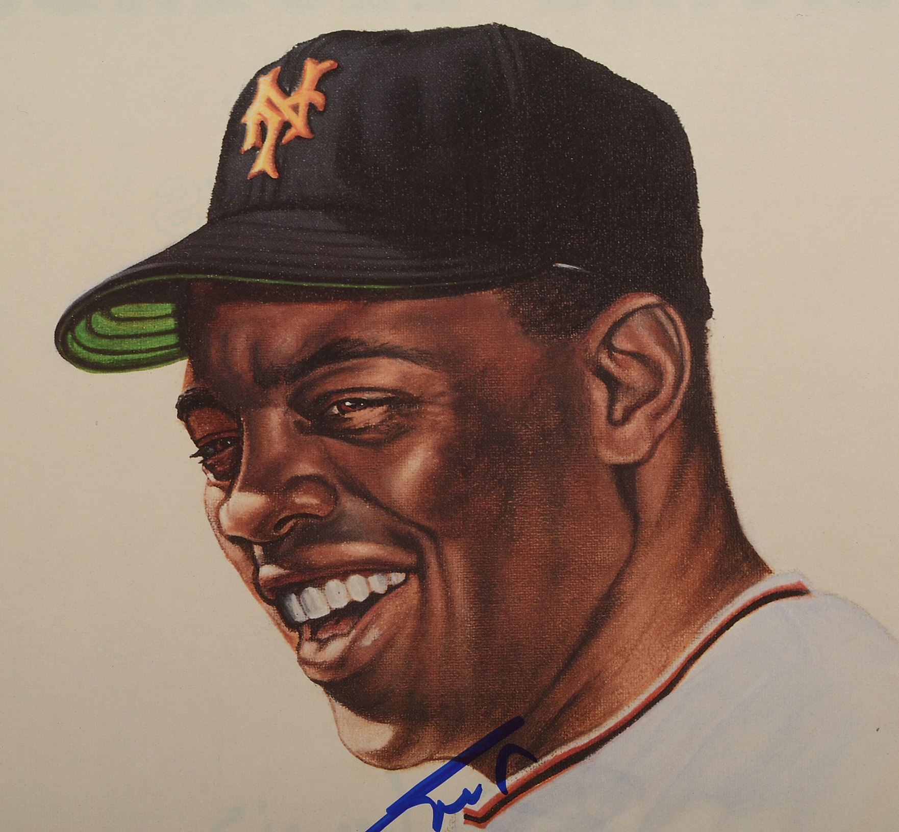 Willie Mays Signed Ron Lewis Print  COA