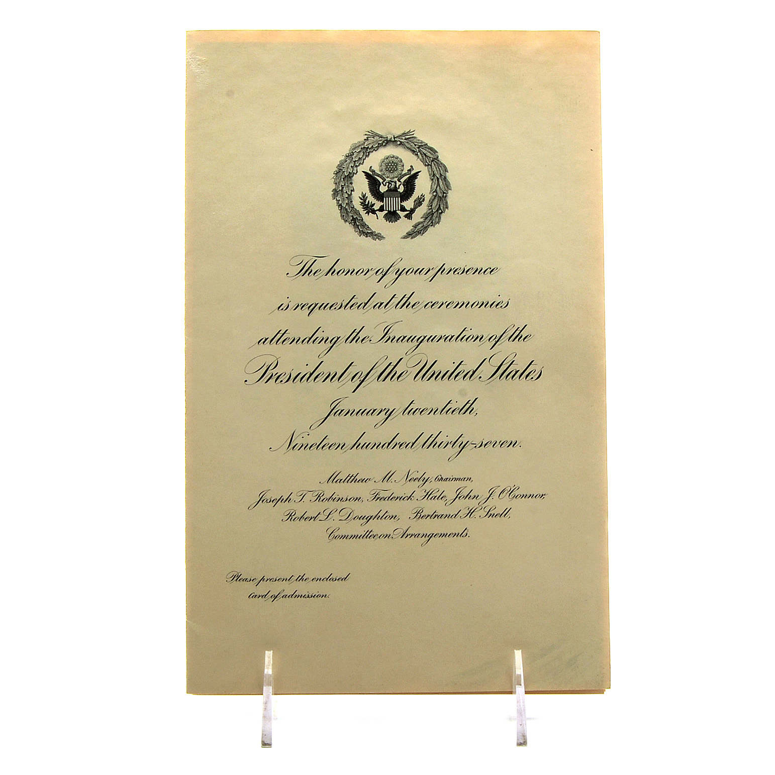 1937 Presidential Inaugural Invitation