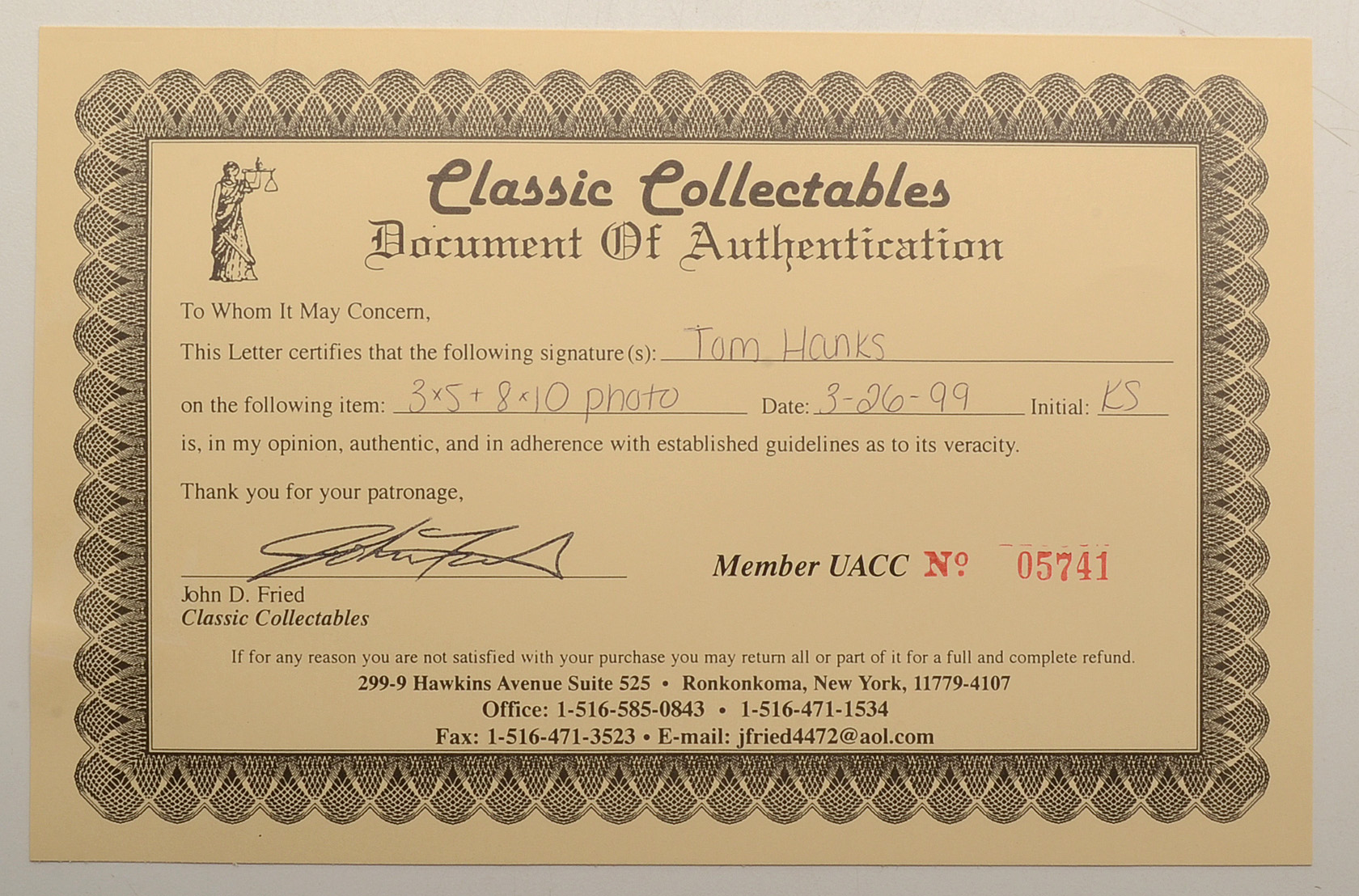 Tom Hanks and Tom Cruise Autograph Cuts