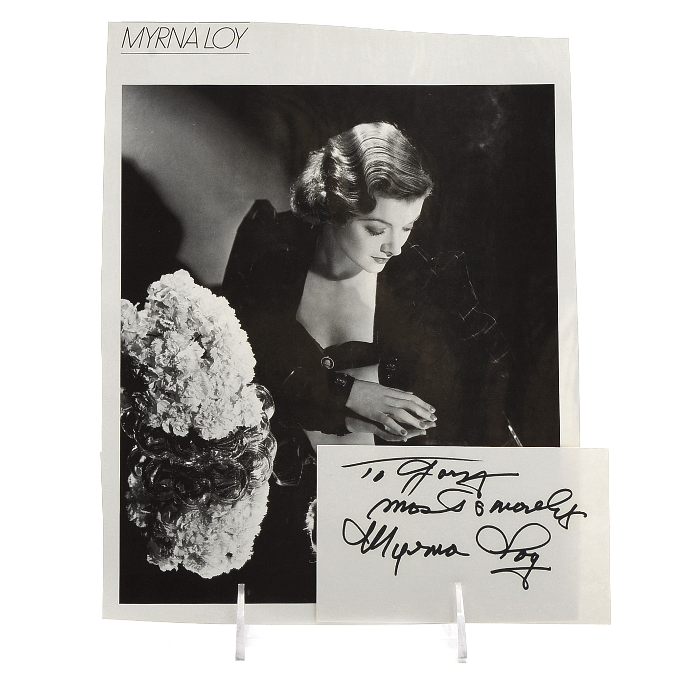 Myrna Loy Signed Cut and Magazine Picture