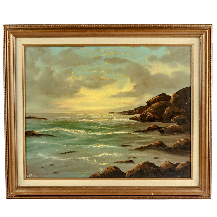 Mid Century W.B. Thijms Seascape Oil Painting
