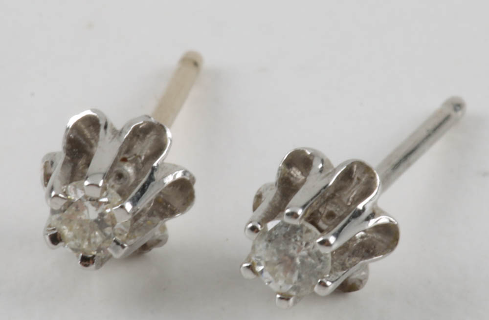 Three Pair of Dainty Post Earrings in 14K and 18K Gold