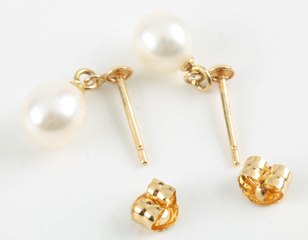 Three Pair of Dainty Post Earrings in 14K and 18K Gold