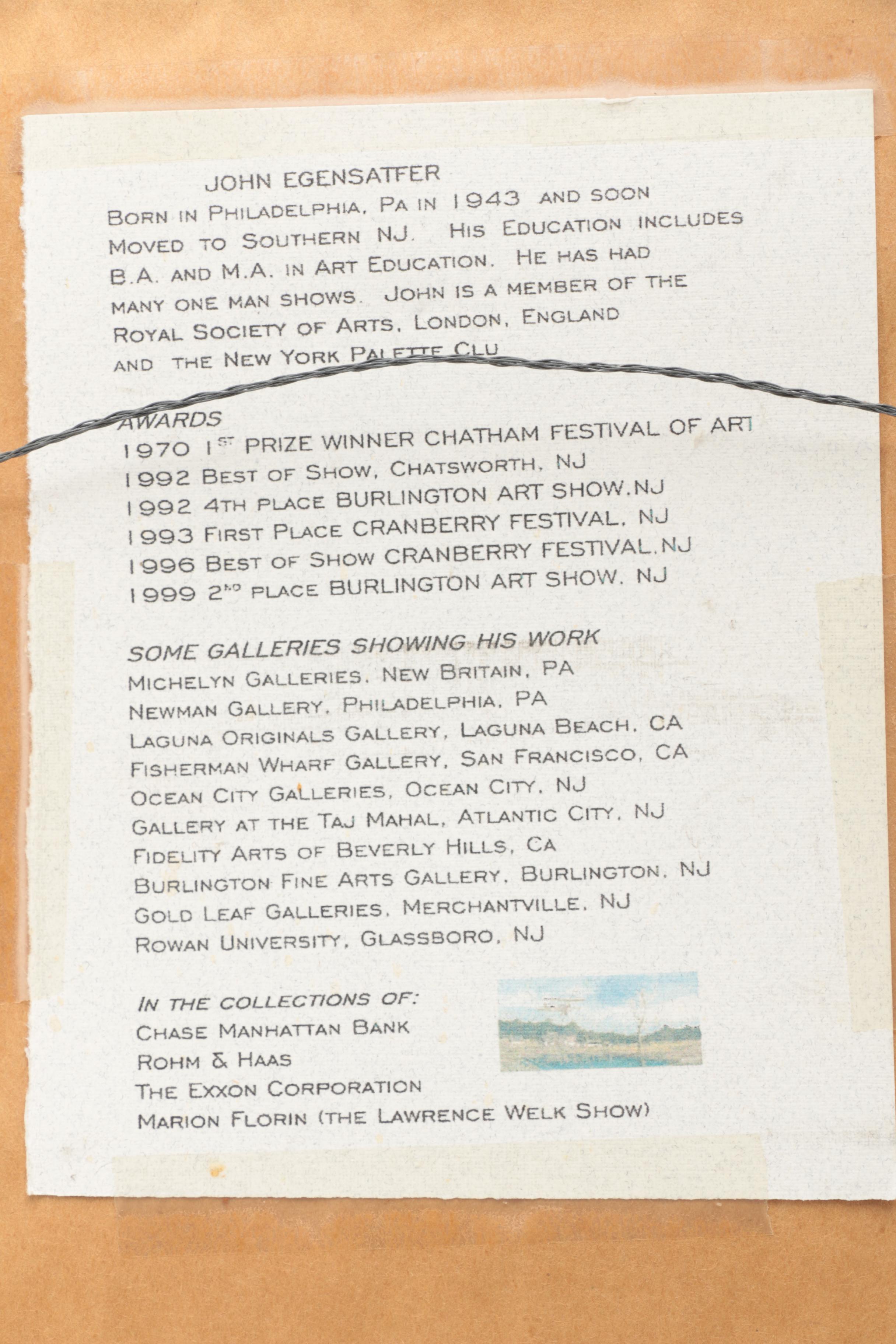 John L. Egenstafer Oil Painting and Limited Edition Giclee Print