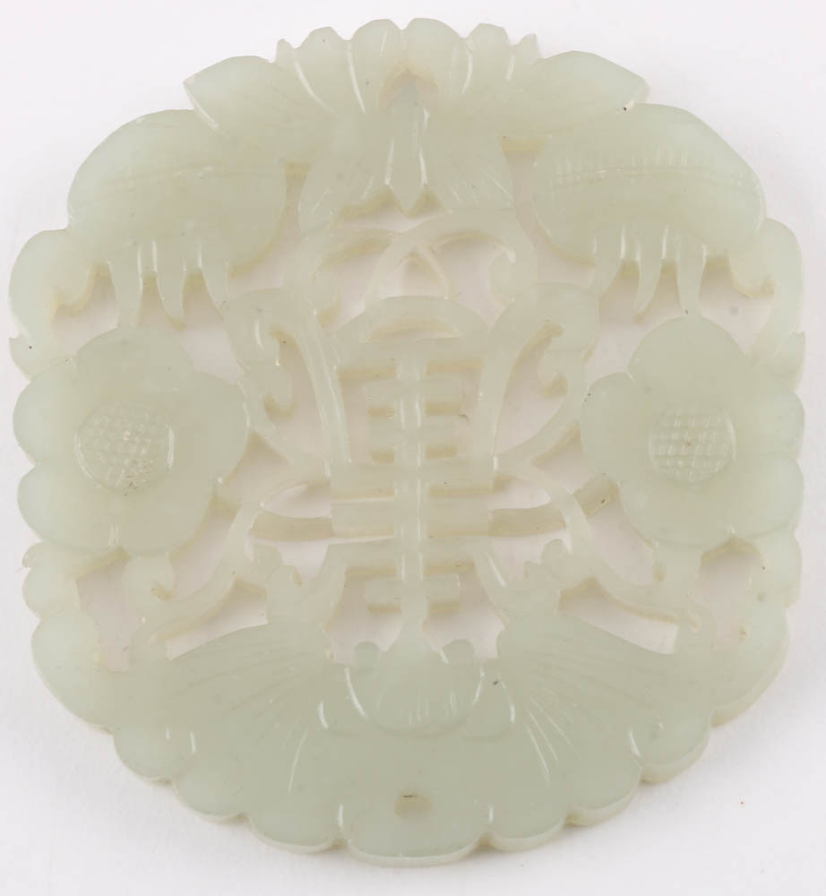 Six Carved Chinese Bowenite and Aventurine Quartz Pendants