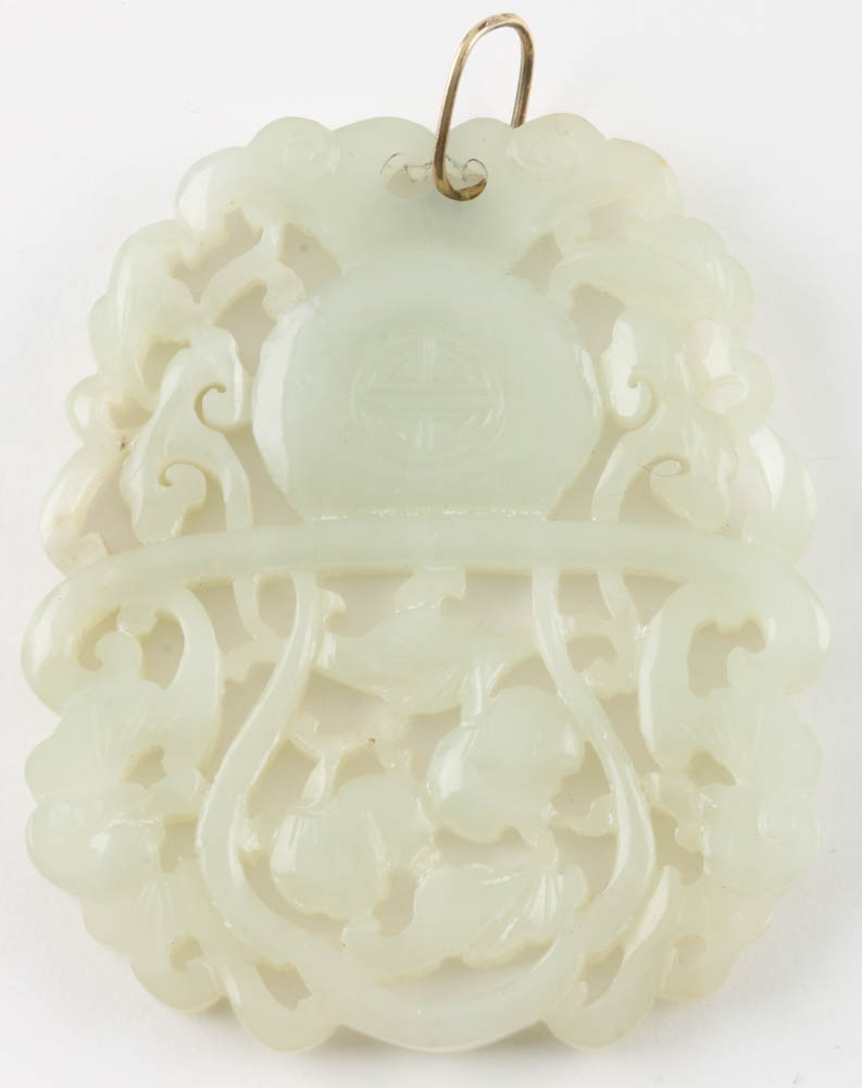 Six Carved Chinese Bowenite and Aventurine Quartz Pendants
