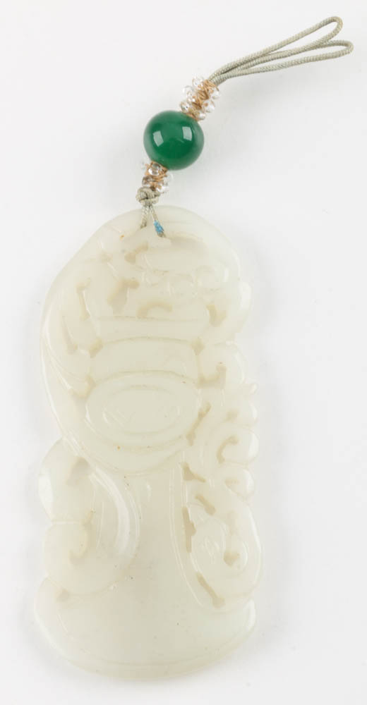 Six Carved Chinese Bowenite and Aventurine Quartz Pendants