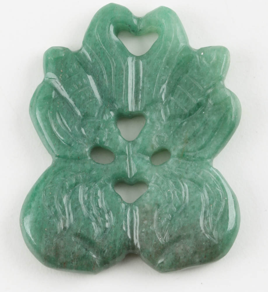 Six Carved Chinese Bowenite and Aventurine Quartz Pendants