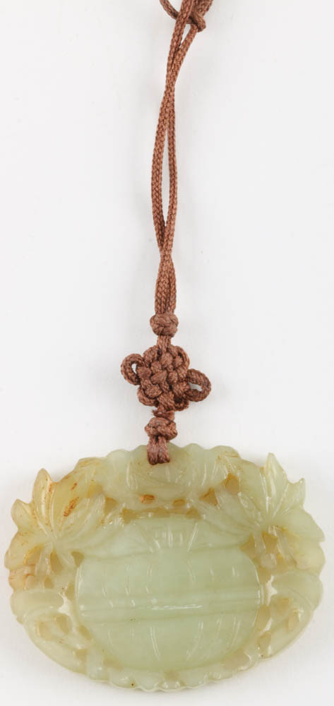 Six Carved Chinese Bowenite and Aventurine Quartz Pendants