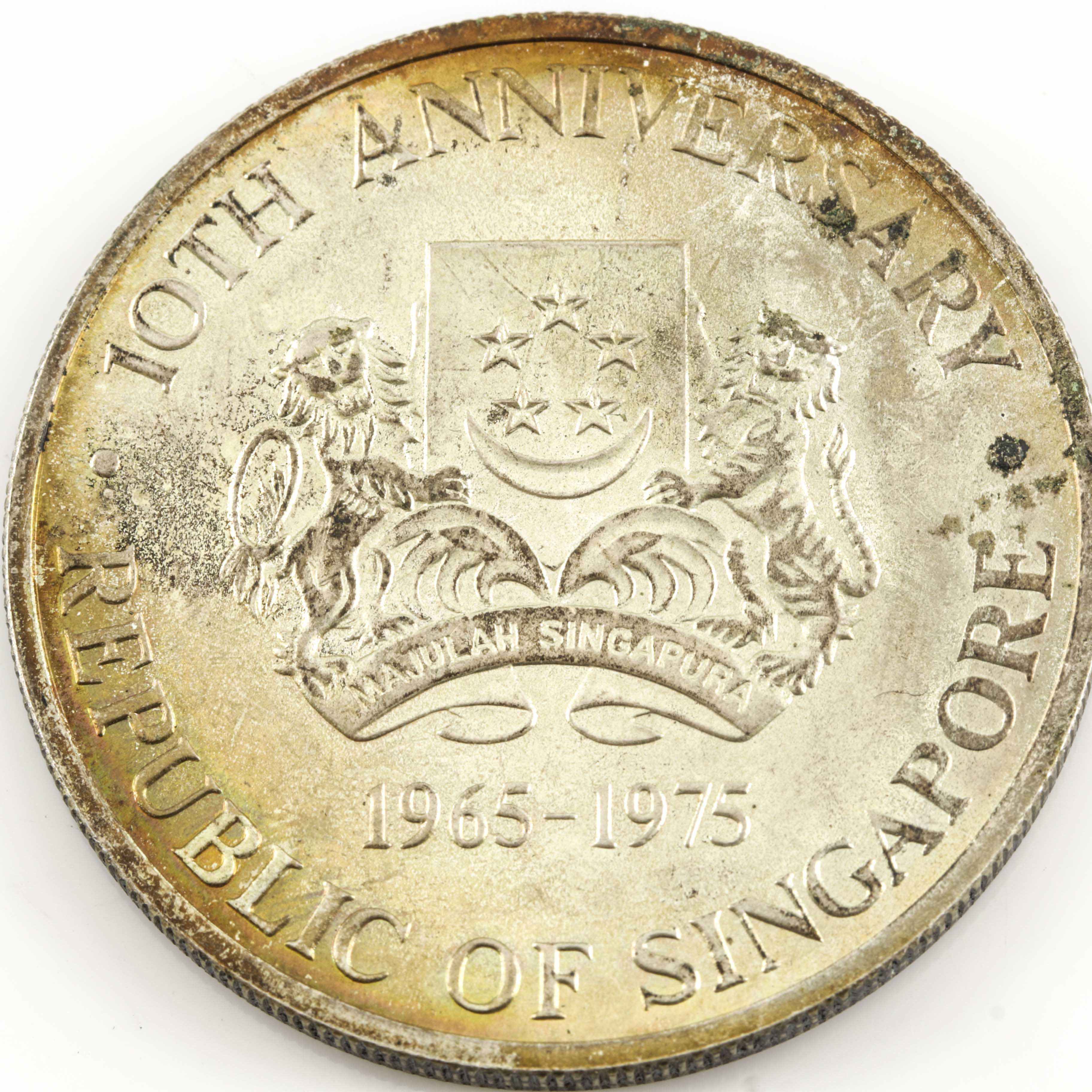 1975 Republic of Singapore 10th Anniversary $10 Silver Coin