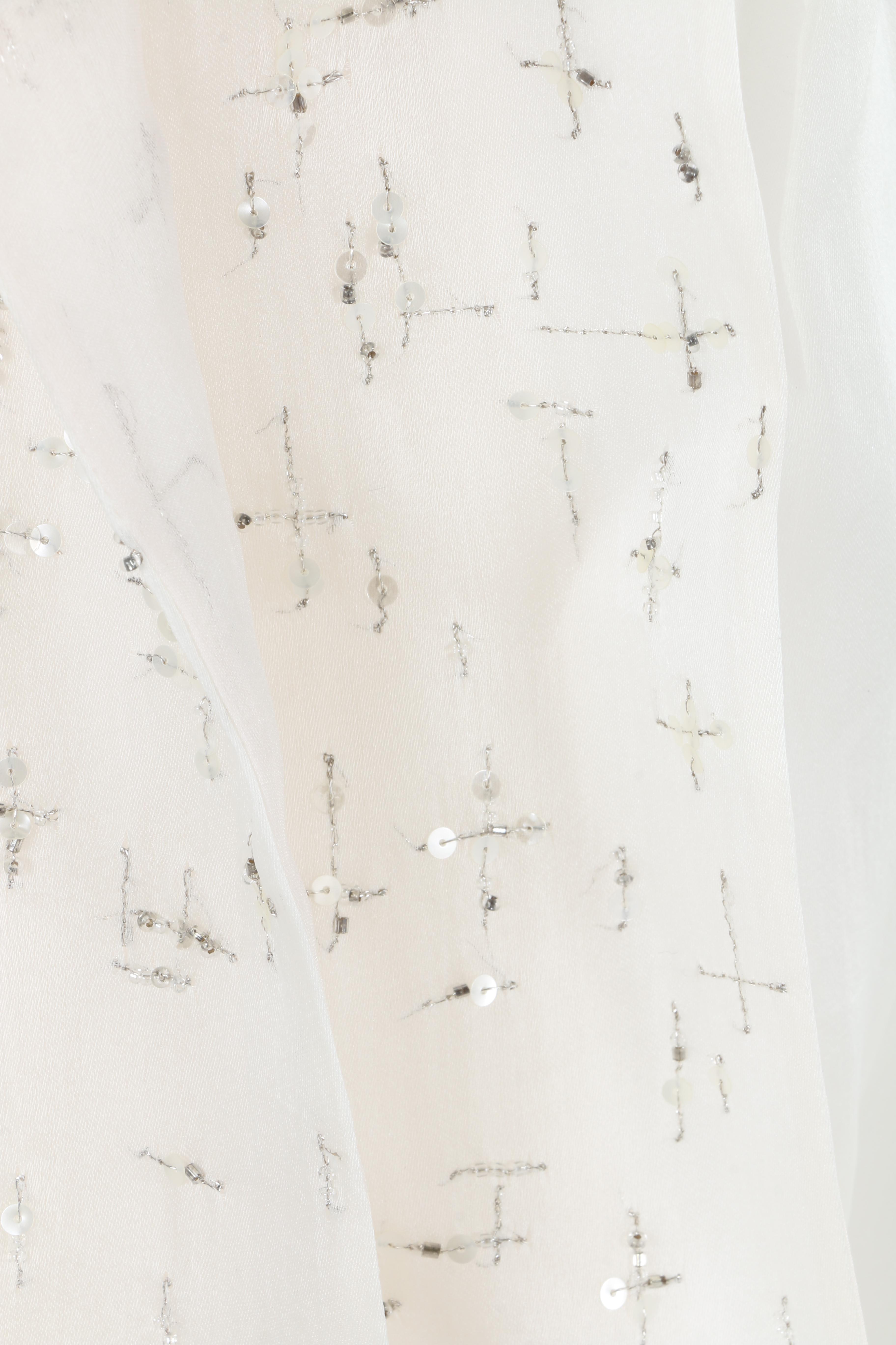 White and Pink Silk Wedding Dress