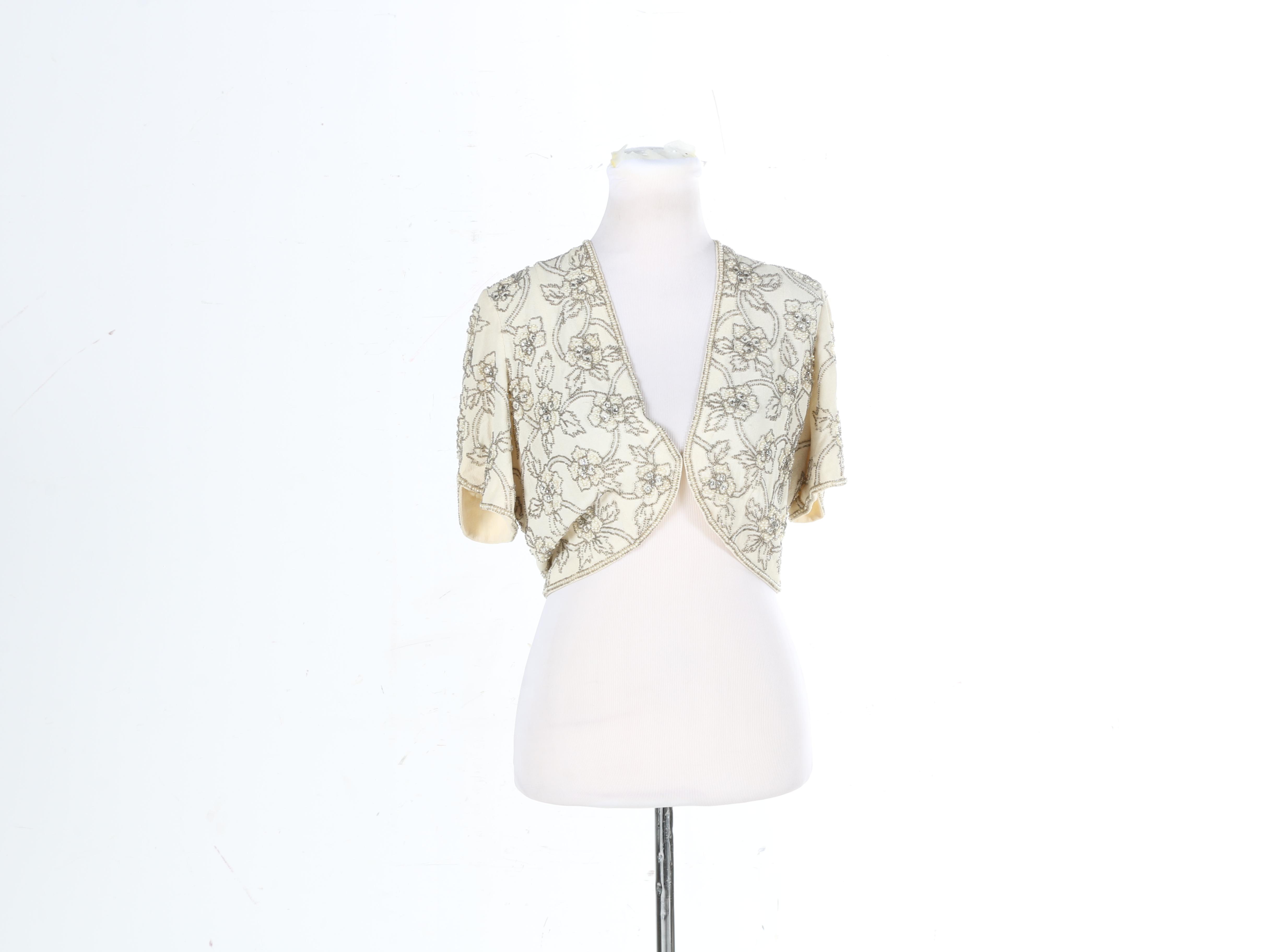 Vintage Beaded Crepe Shrug