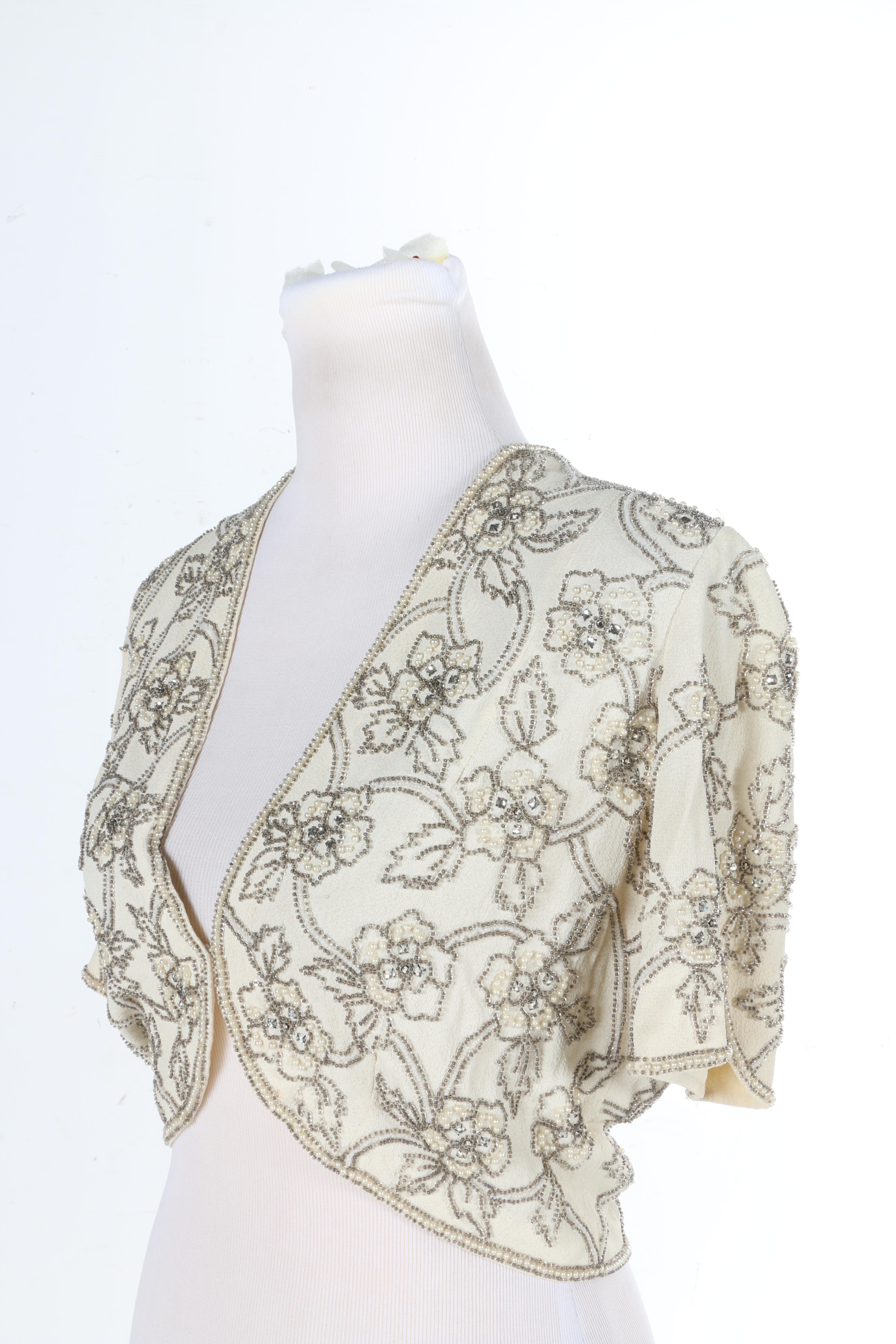 Vintage Beaded Crepe Shrug