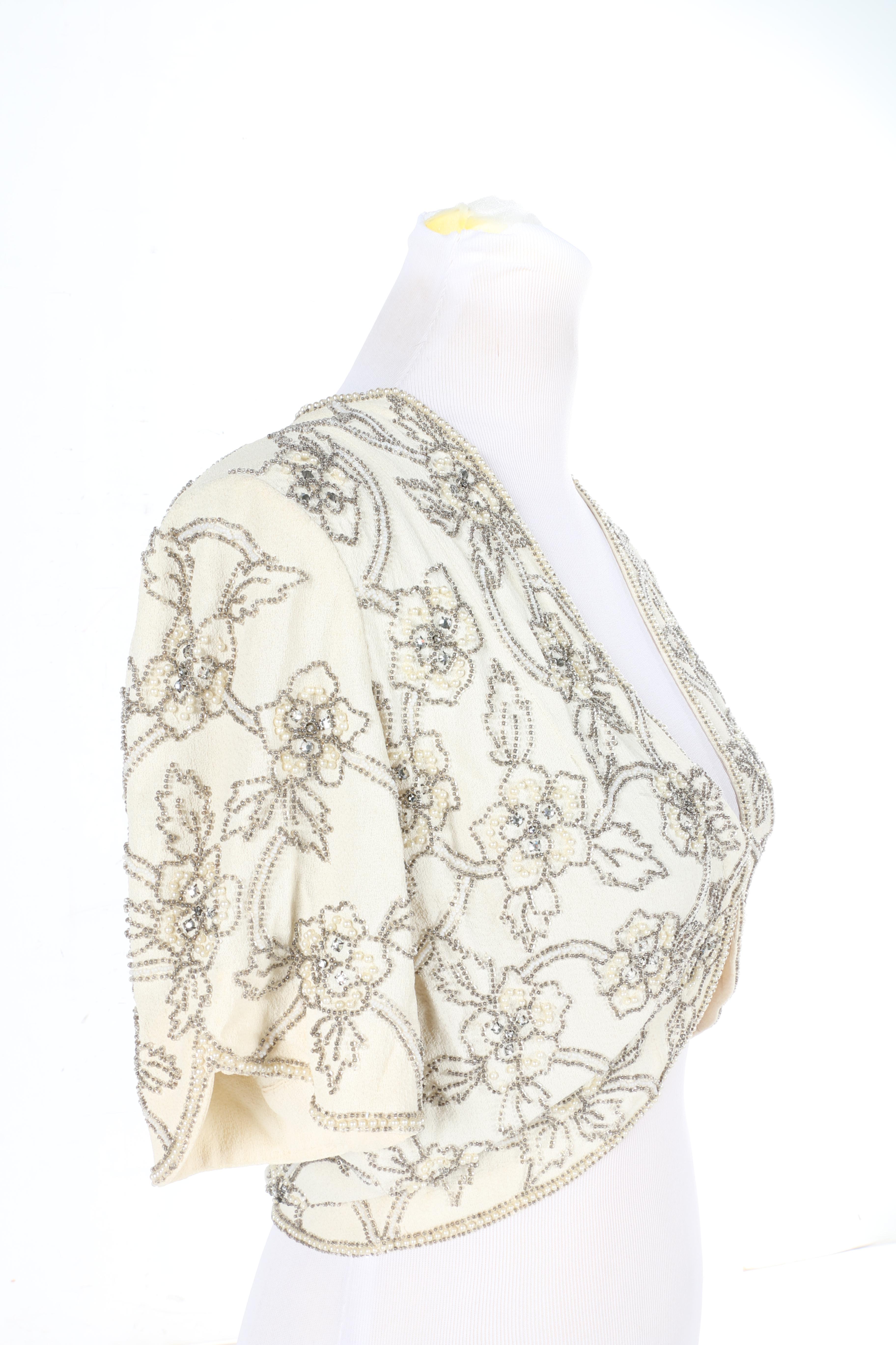 Vintage Beaded Crepe Shrug