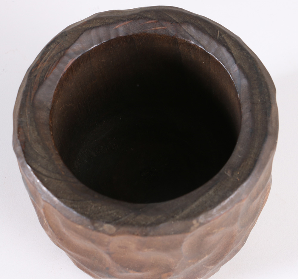 Rustic Artisan Wooden Bowl and Carved Mortar and Pestle