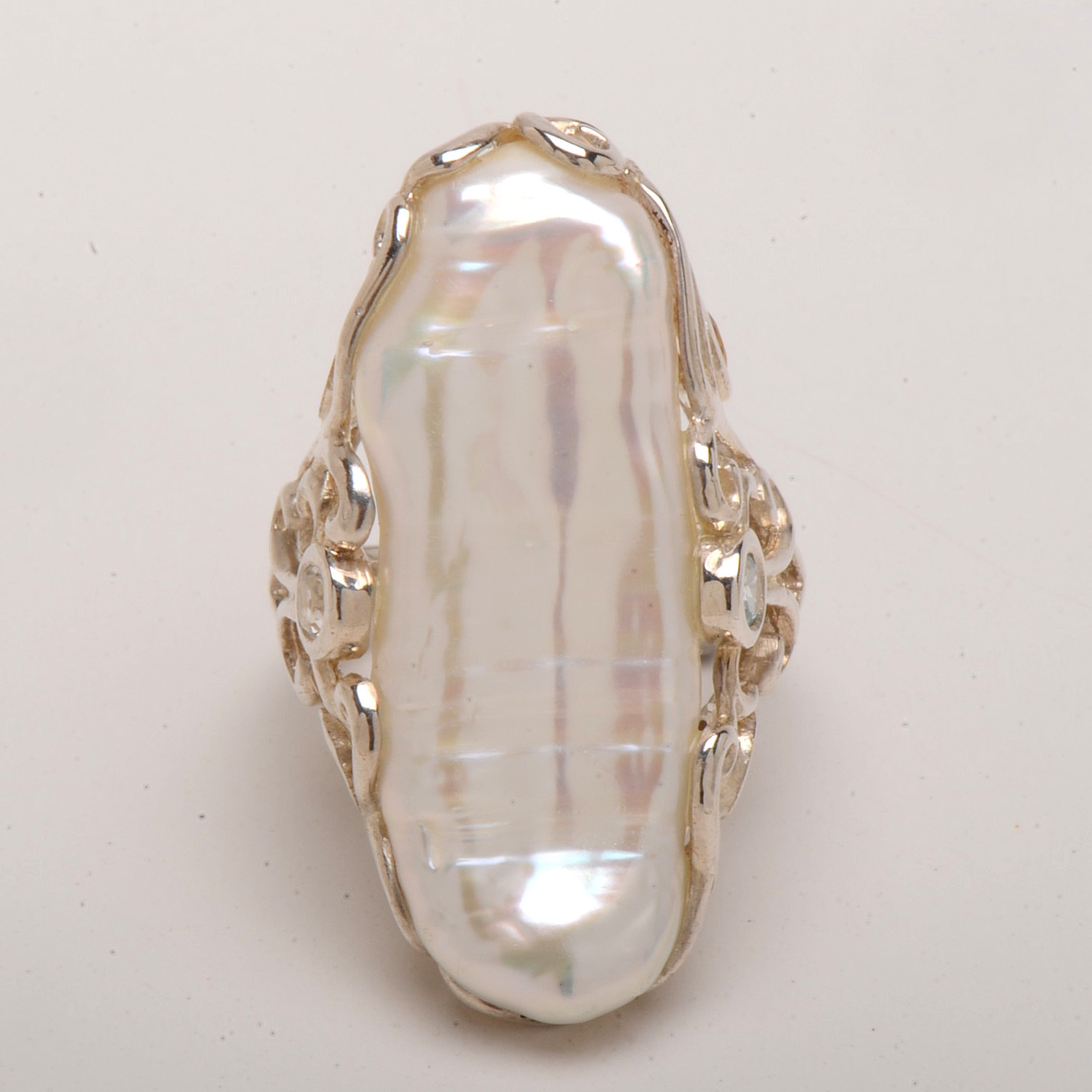 Sterling Silver 18K Amethyst Ring and Sterling Keshi Pearl Ring