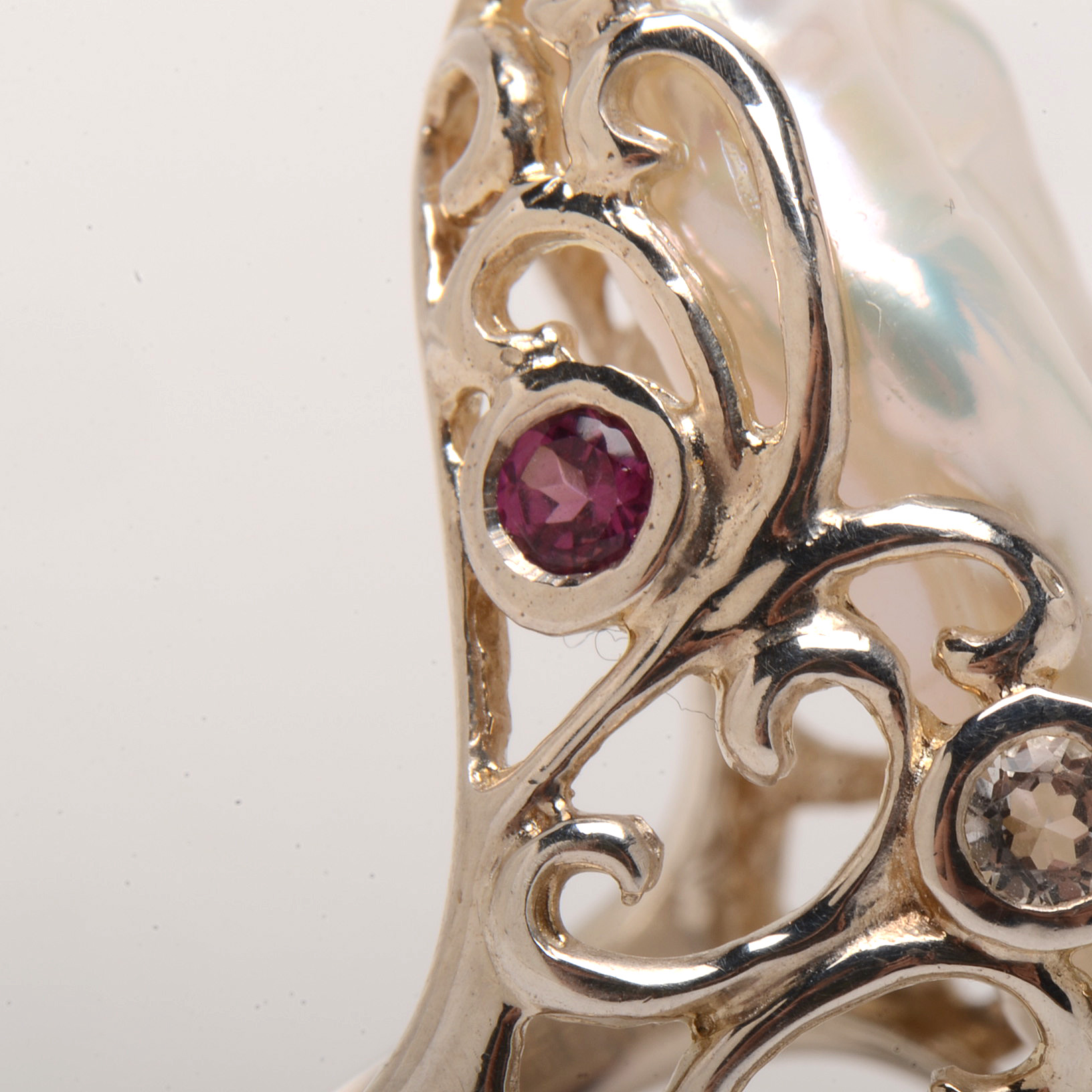 Sterling Silver 18K Amethyst Ring and Sterling Keshi Pearl Ring