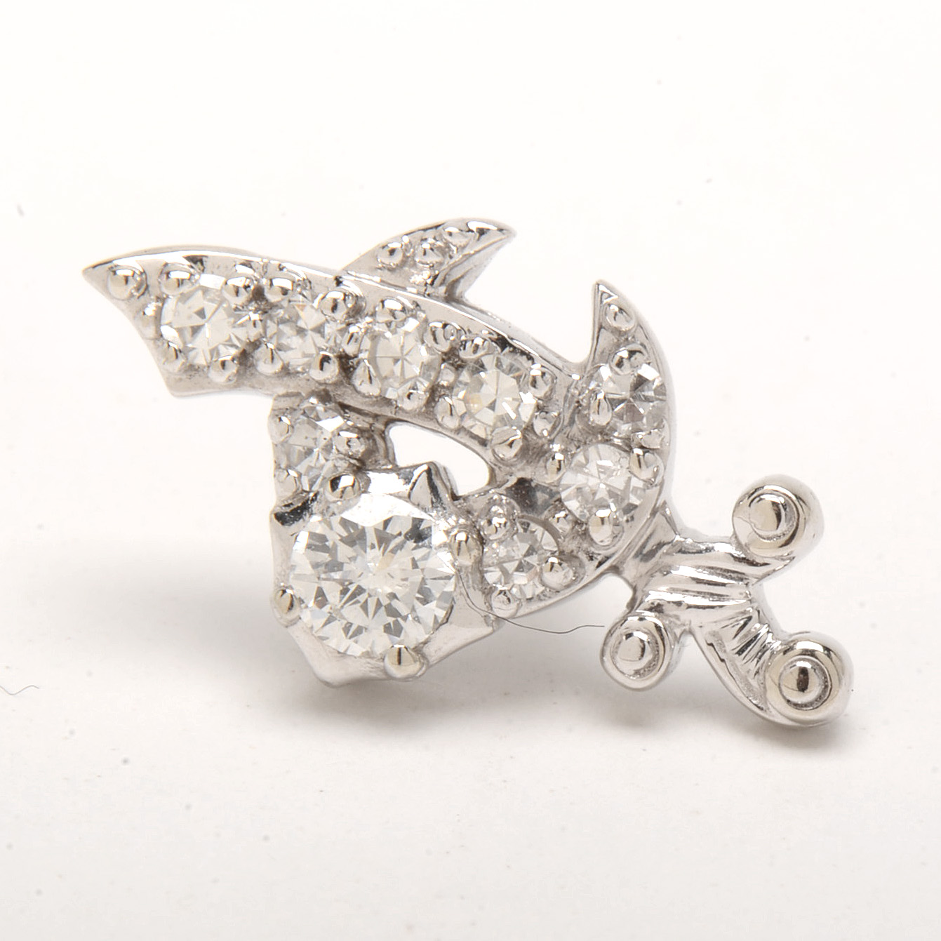 14K White Gold Diamond Freemason Tie Tack Pin