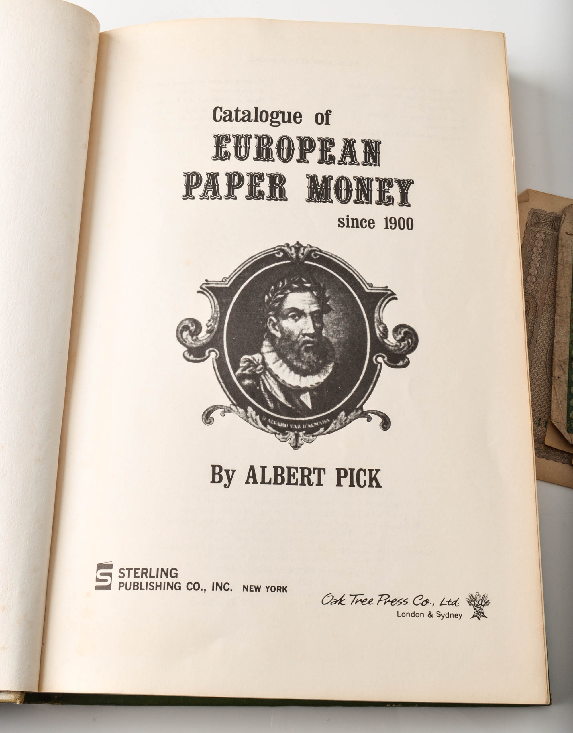 Assorted European Banknotes and "Catalogue of European Paper Money Since 1900" by Albert Pick