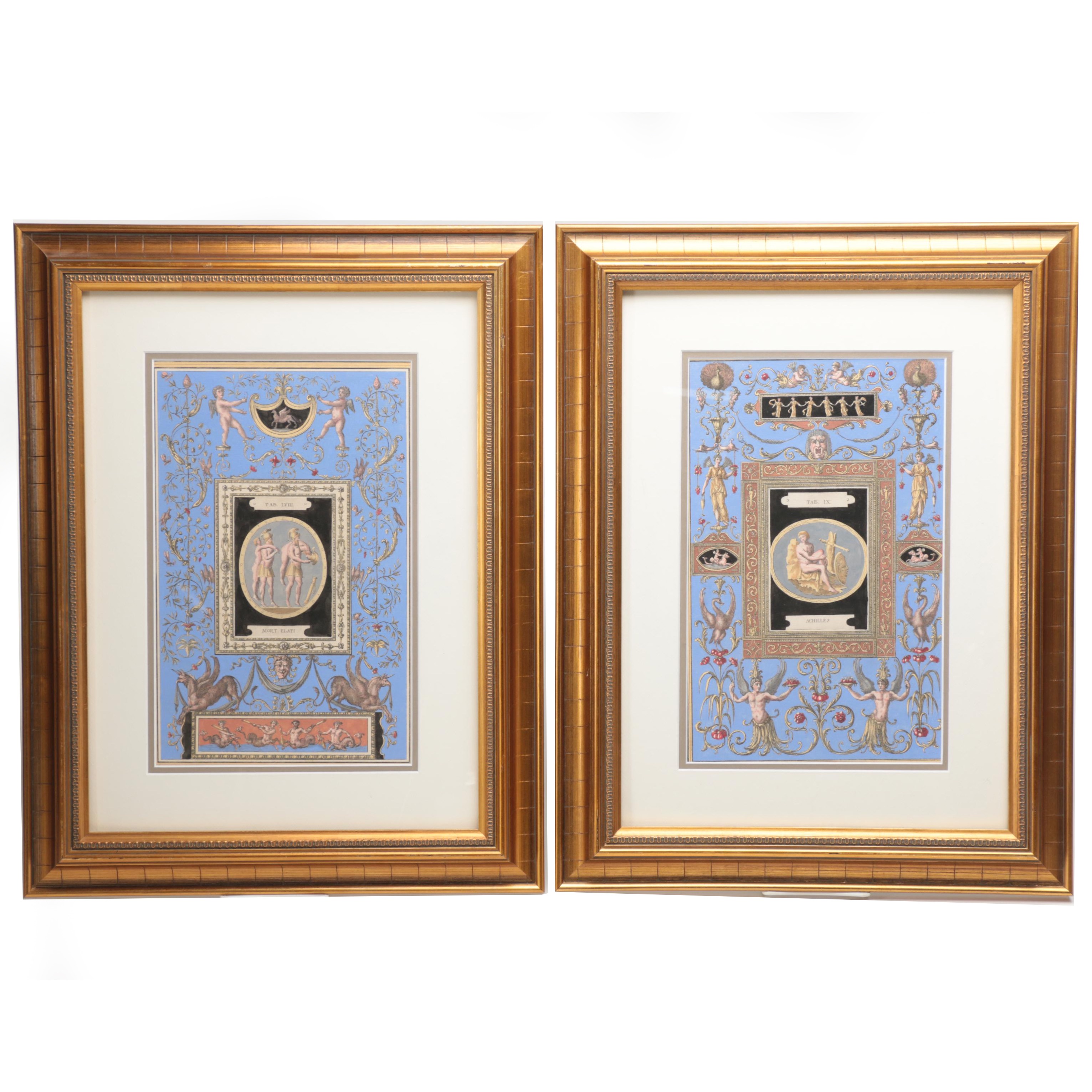 Giovanni Cassini Hand-Colored Etchings After Brenna Vincenzo Studies