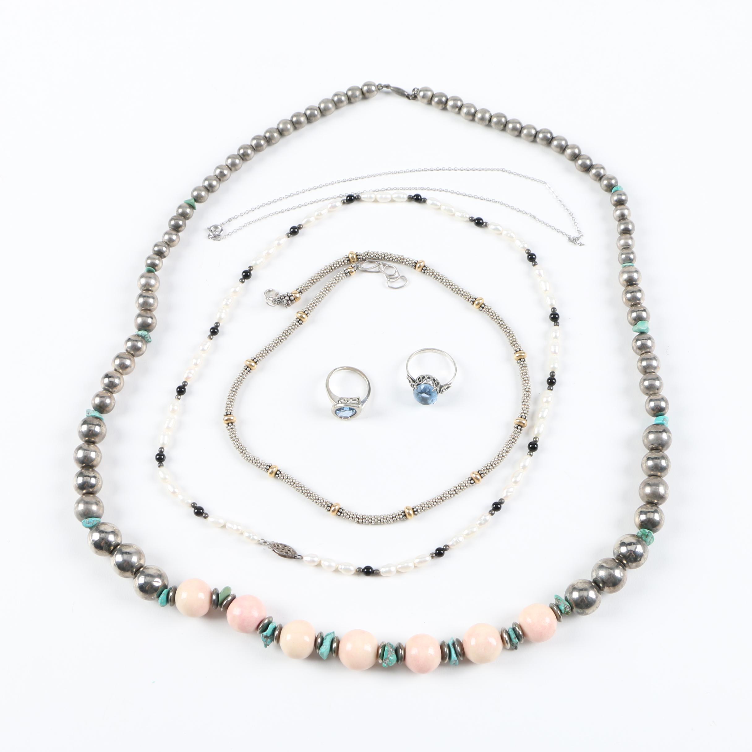 Costume Necklaces and Rings Including Sterling Silver