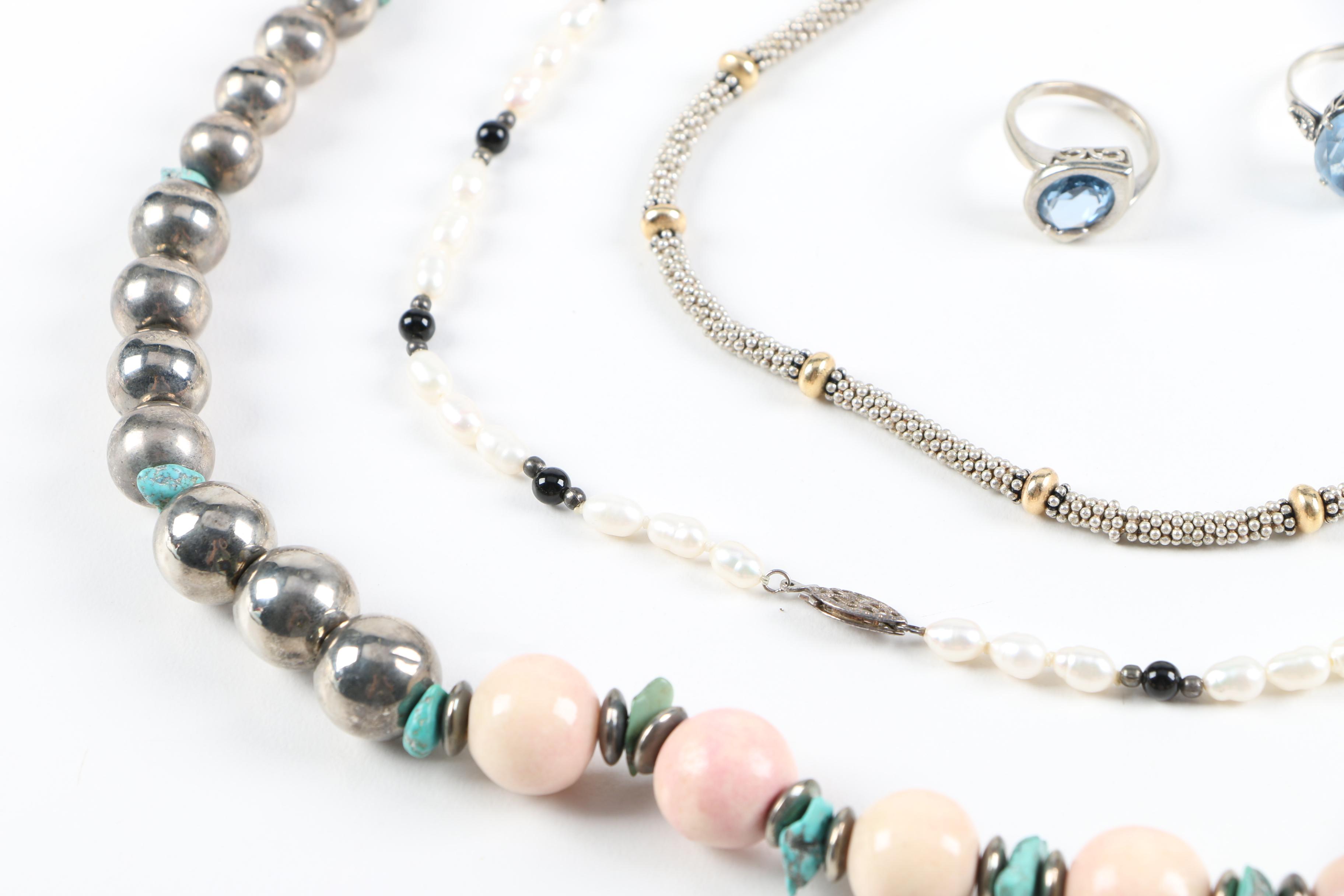 Costume Necklaces and Rings Including Sterling Silver