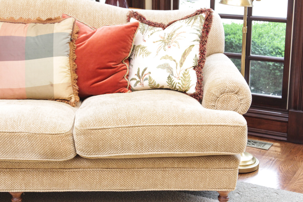 Custom Upholstered Camel Back Sofa